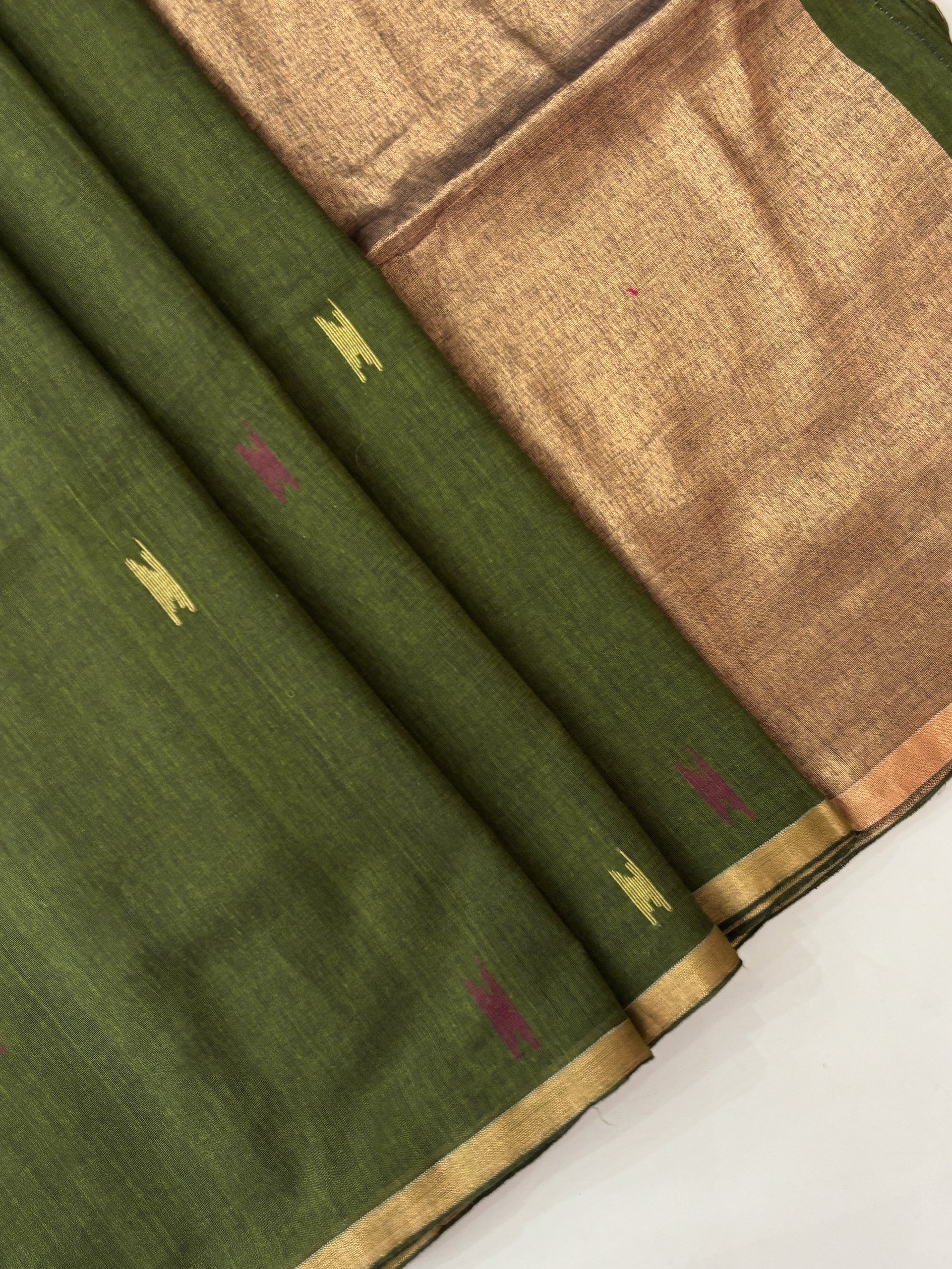 Mint Green Bengal Handwoven Kanta-Work Muslin Sare