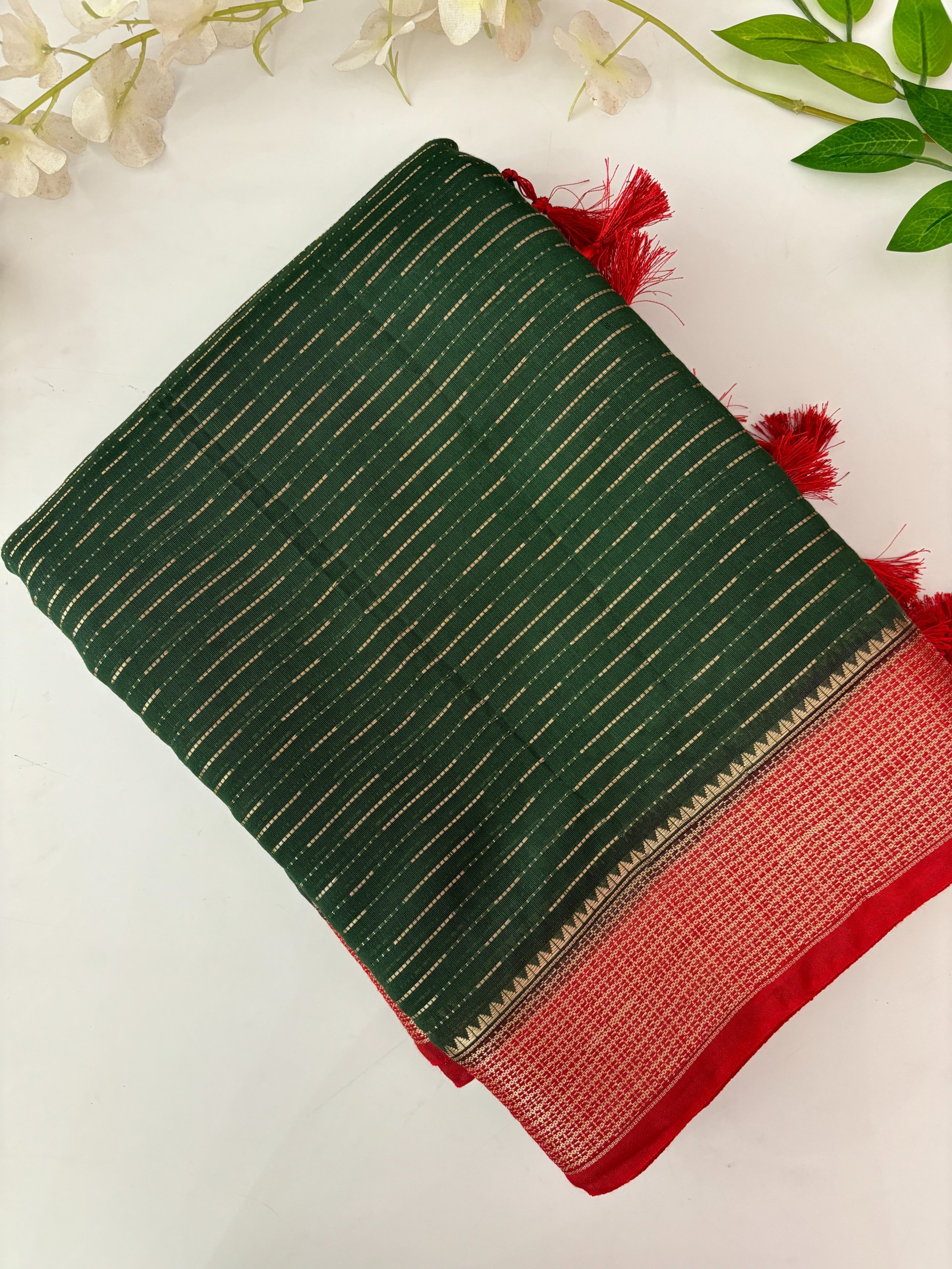 Green Silky Soft Chanderi Cotton Saree