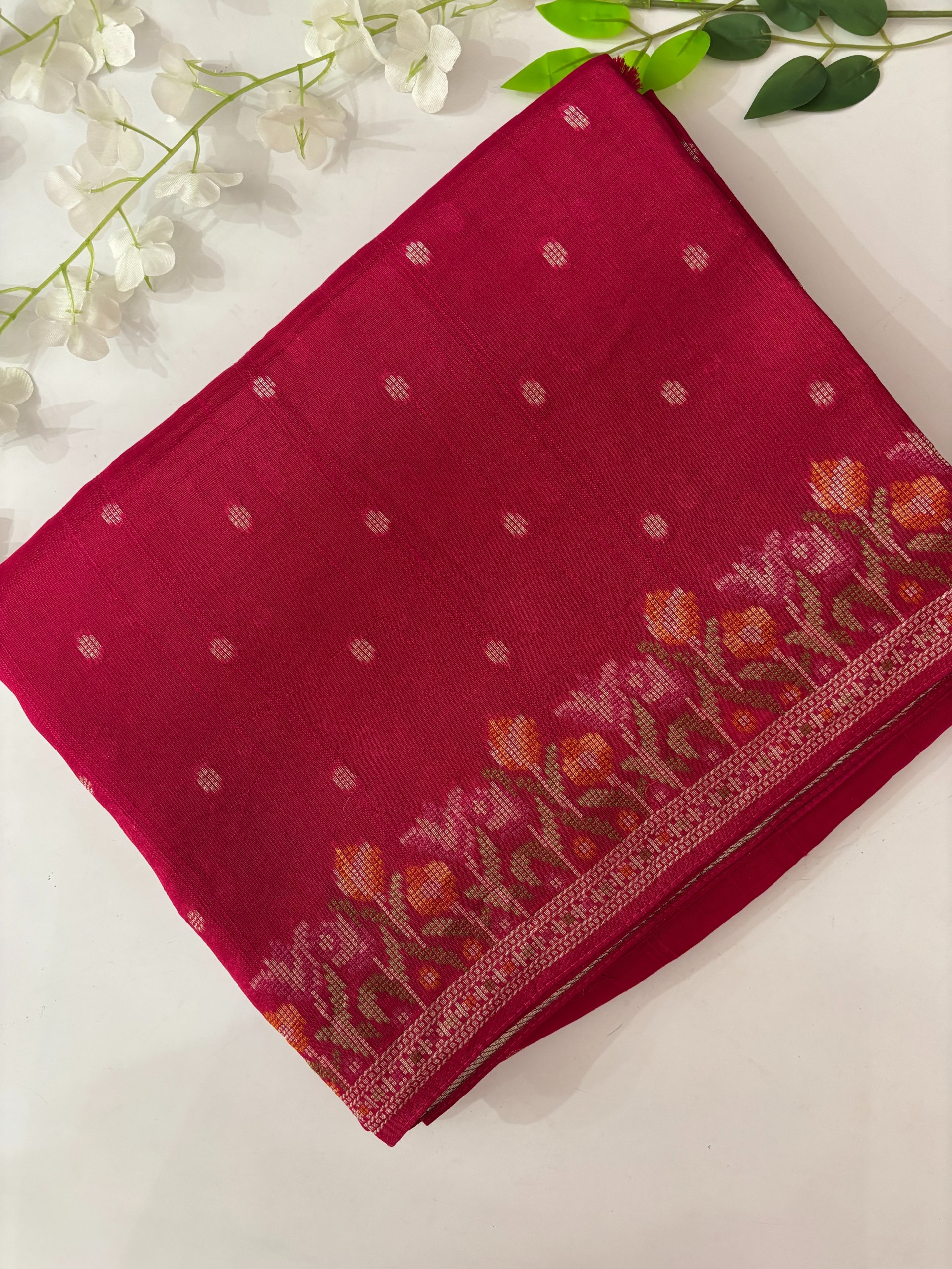 Pink Banarasi Semi Tussar Silk Saree