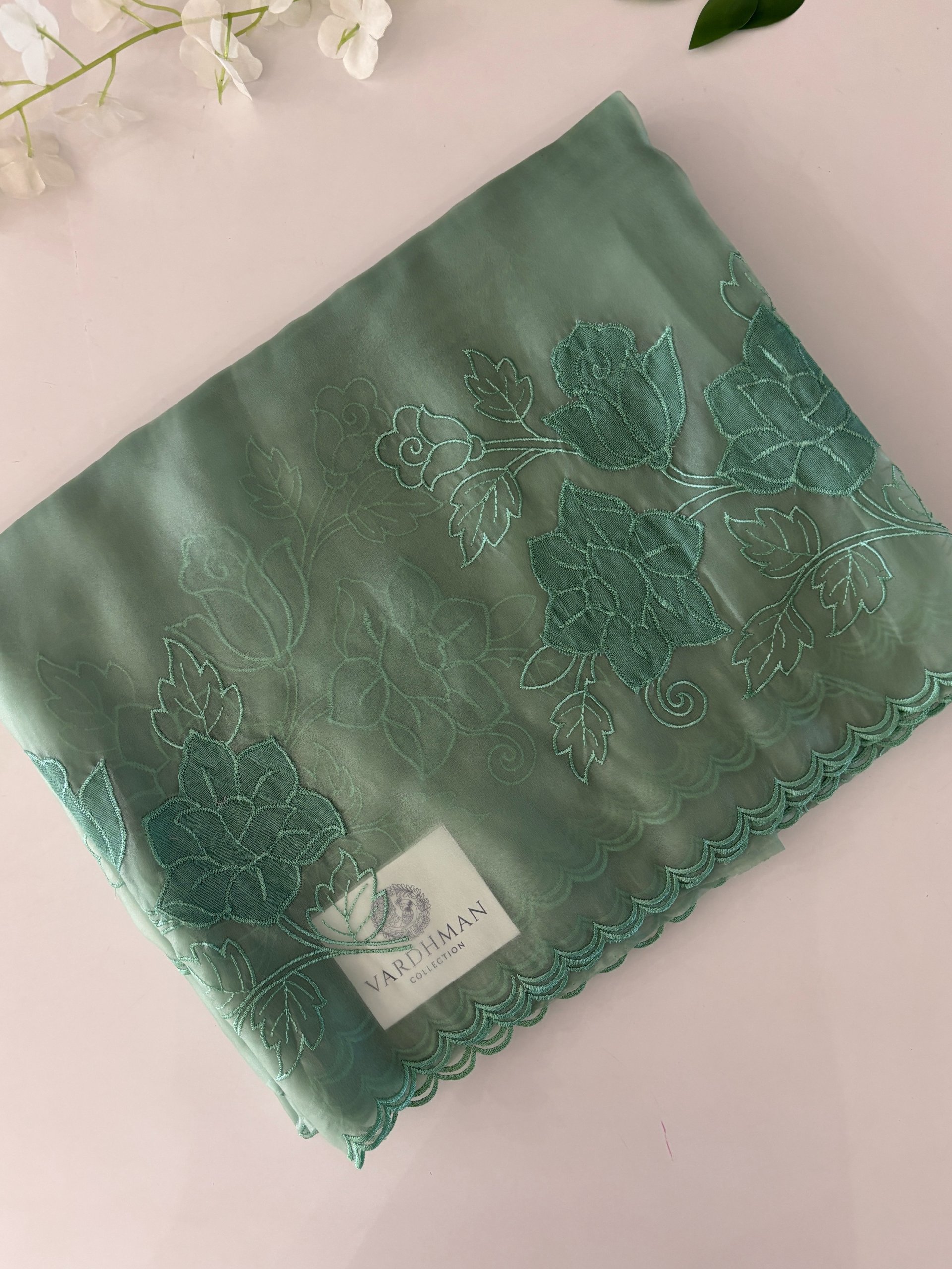 Organza Georgette Saree with Patch Work and Embroidery