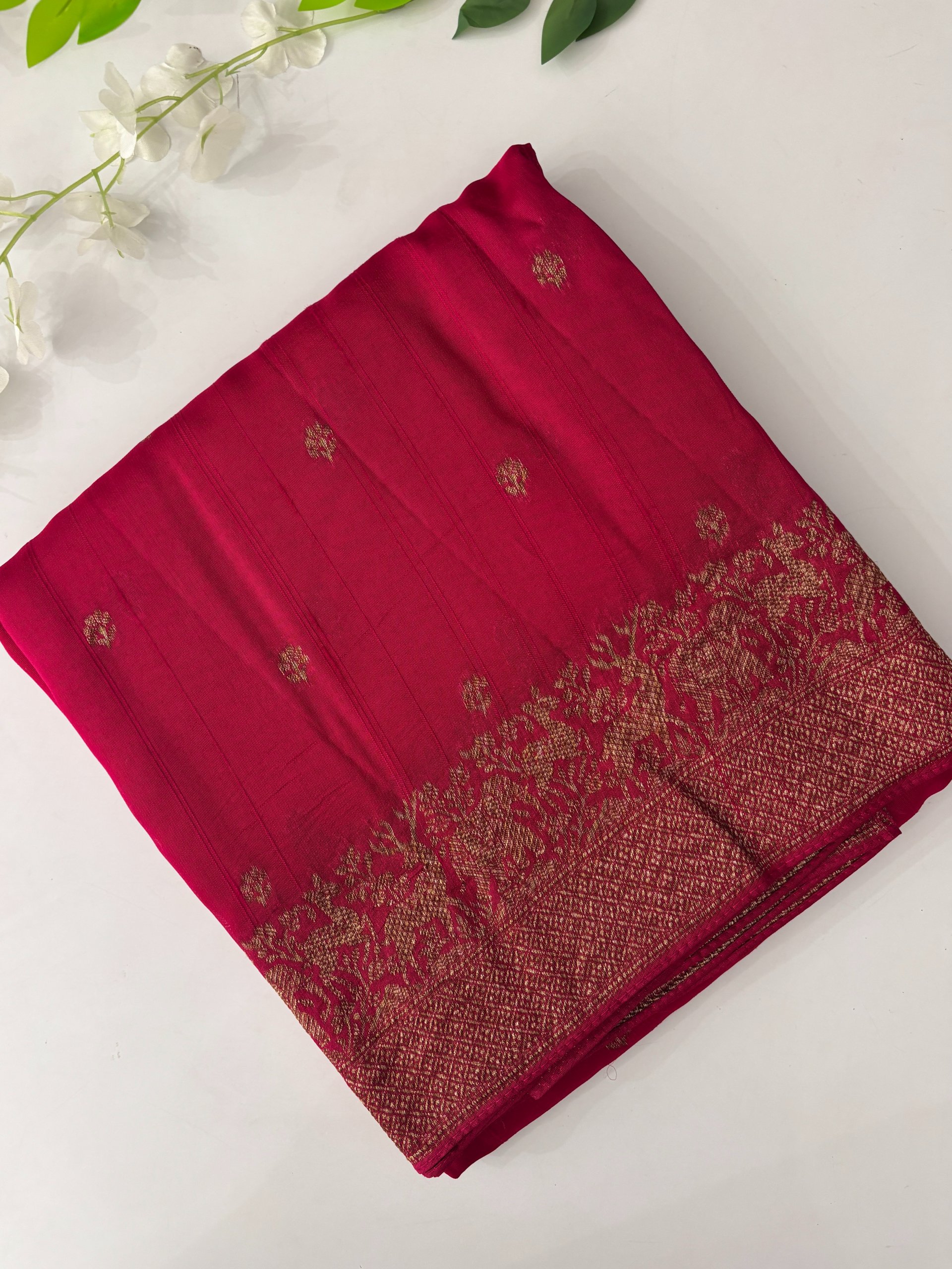 Pink Banarasi Tussar Silk Saree