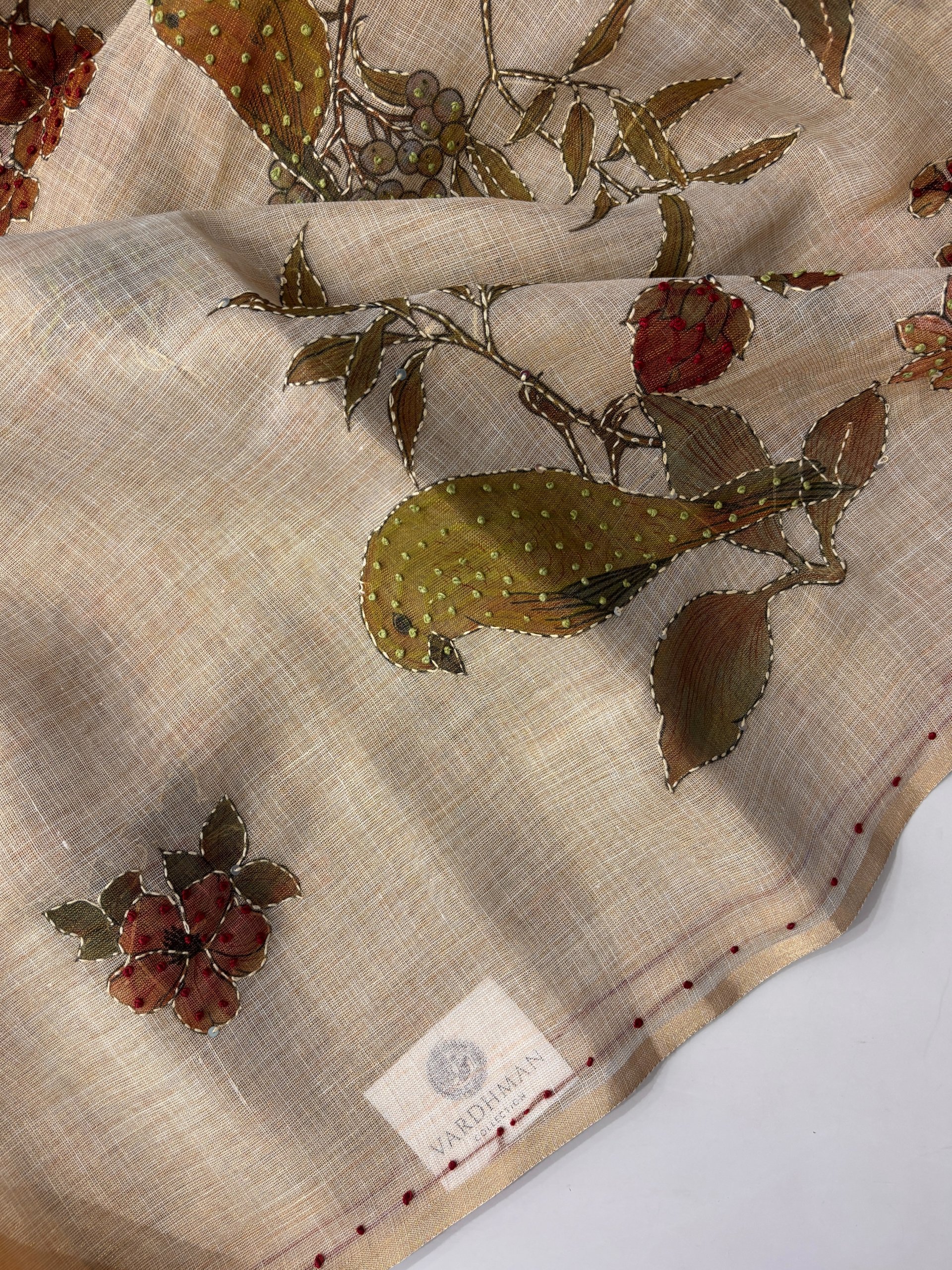 Tissue Linen Knot Work Saree