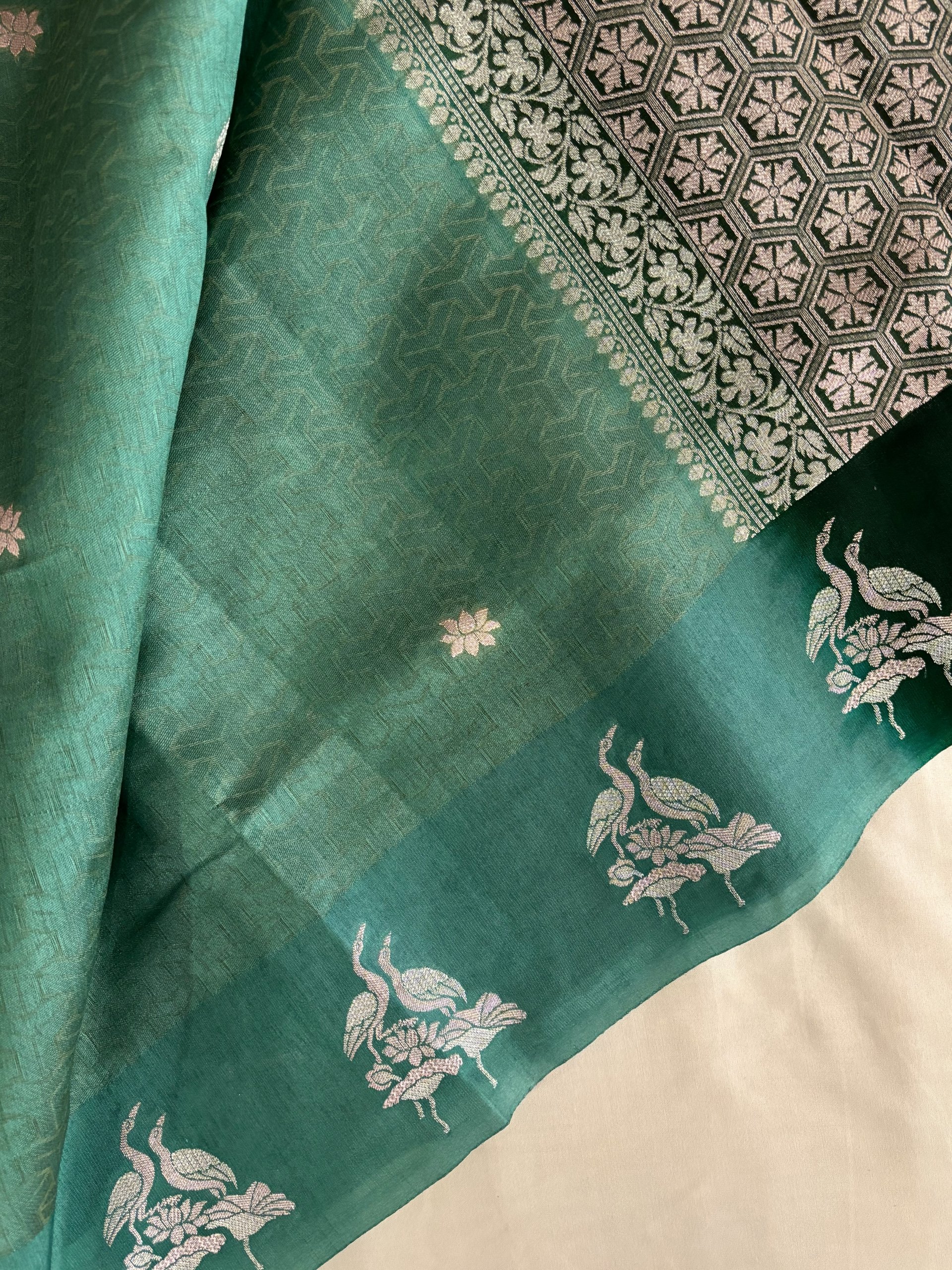 Turquoise Blue  Semi Tussar Silk Saree