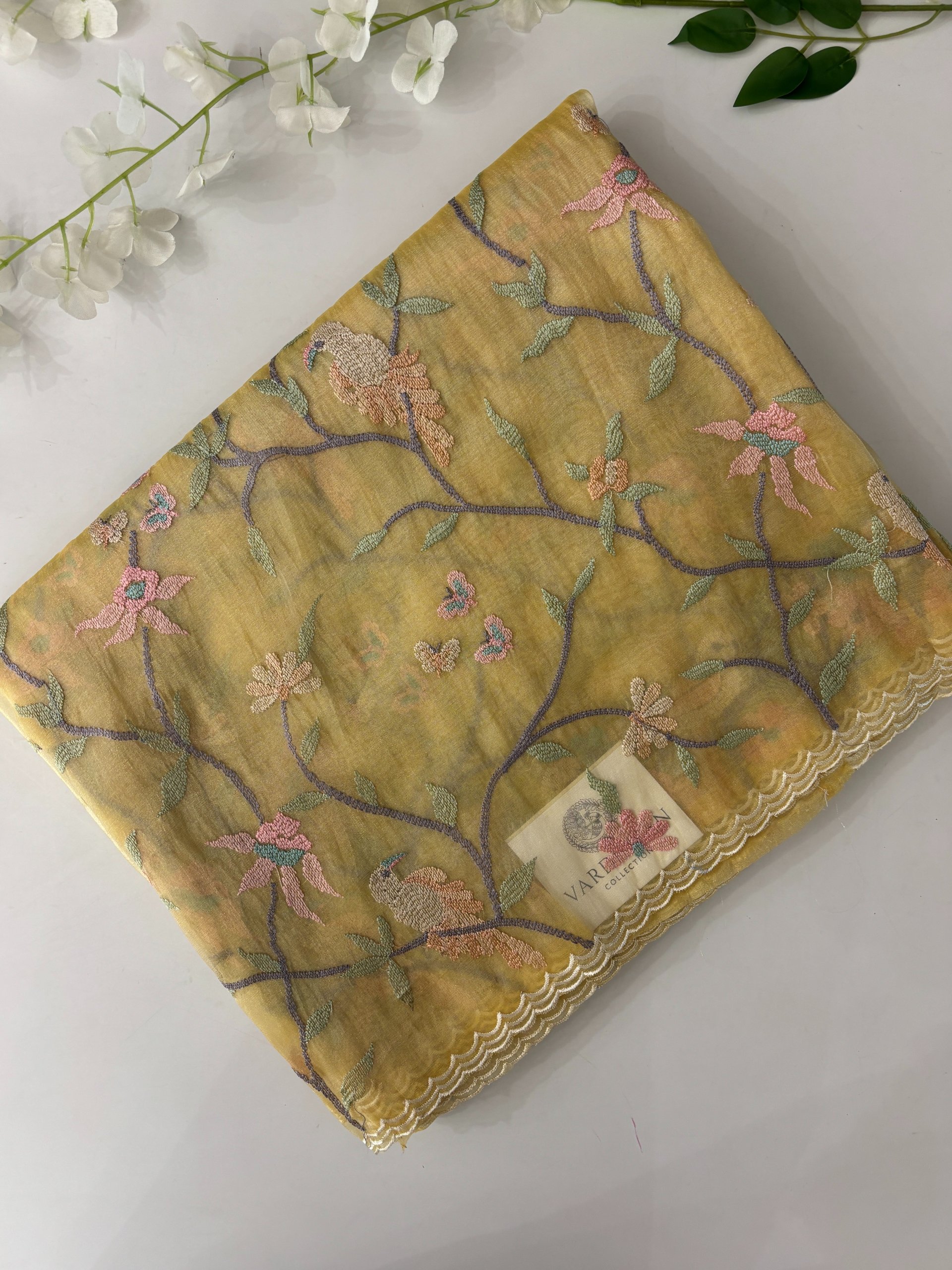 Yellow Tissue Organza Saree