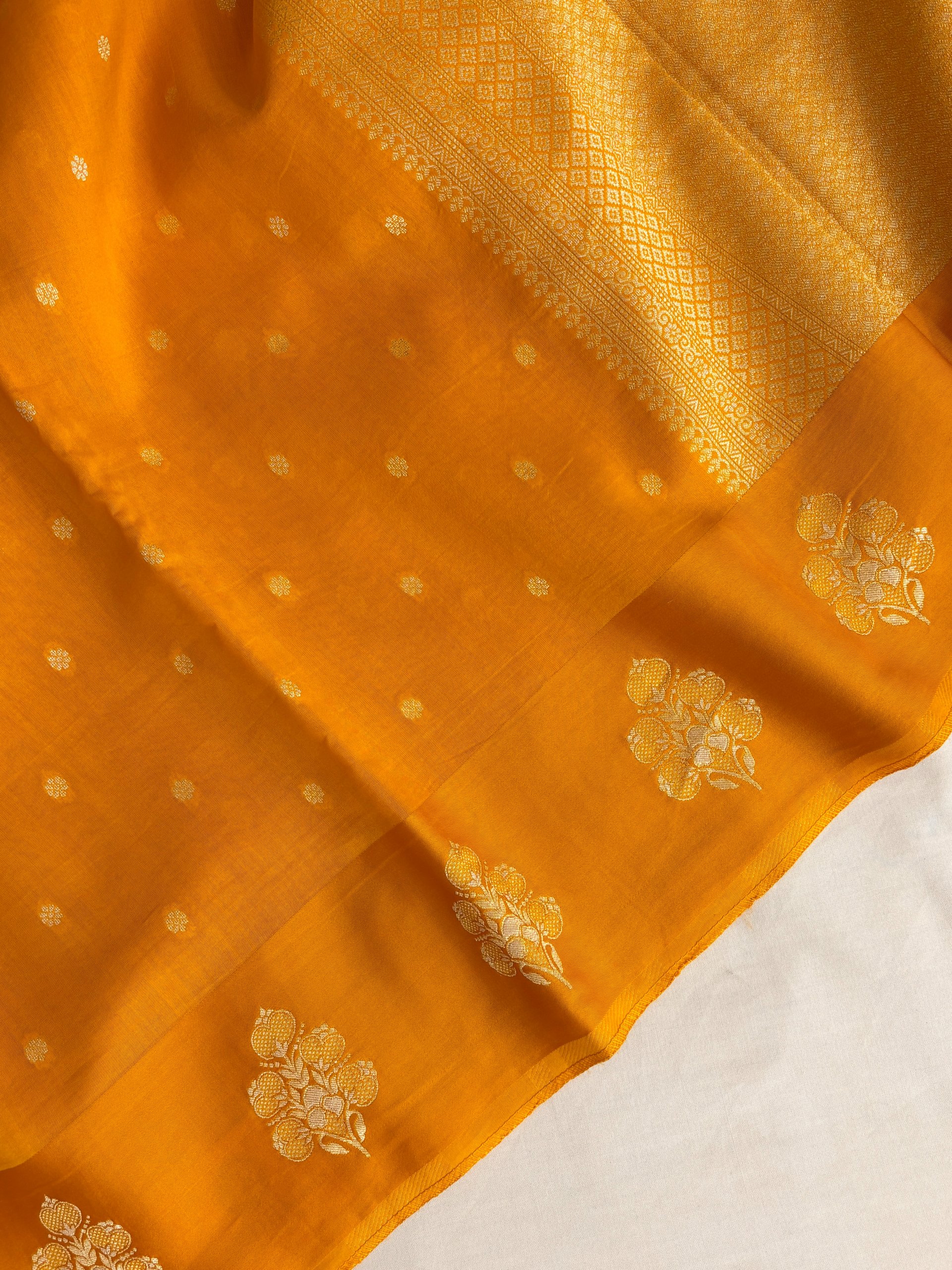 Yellow Munga Cotton Silk Saree