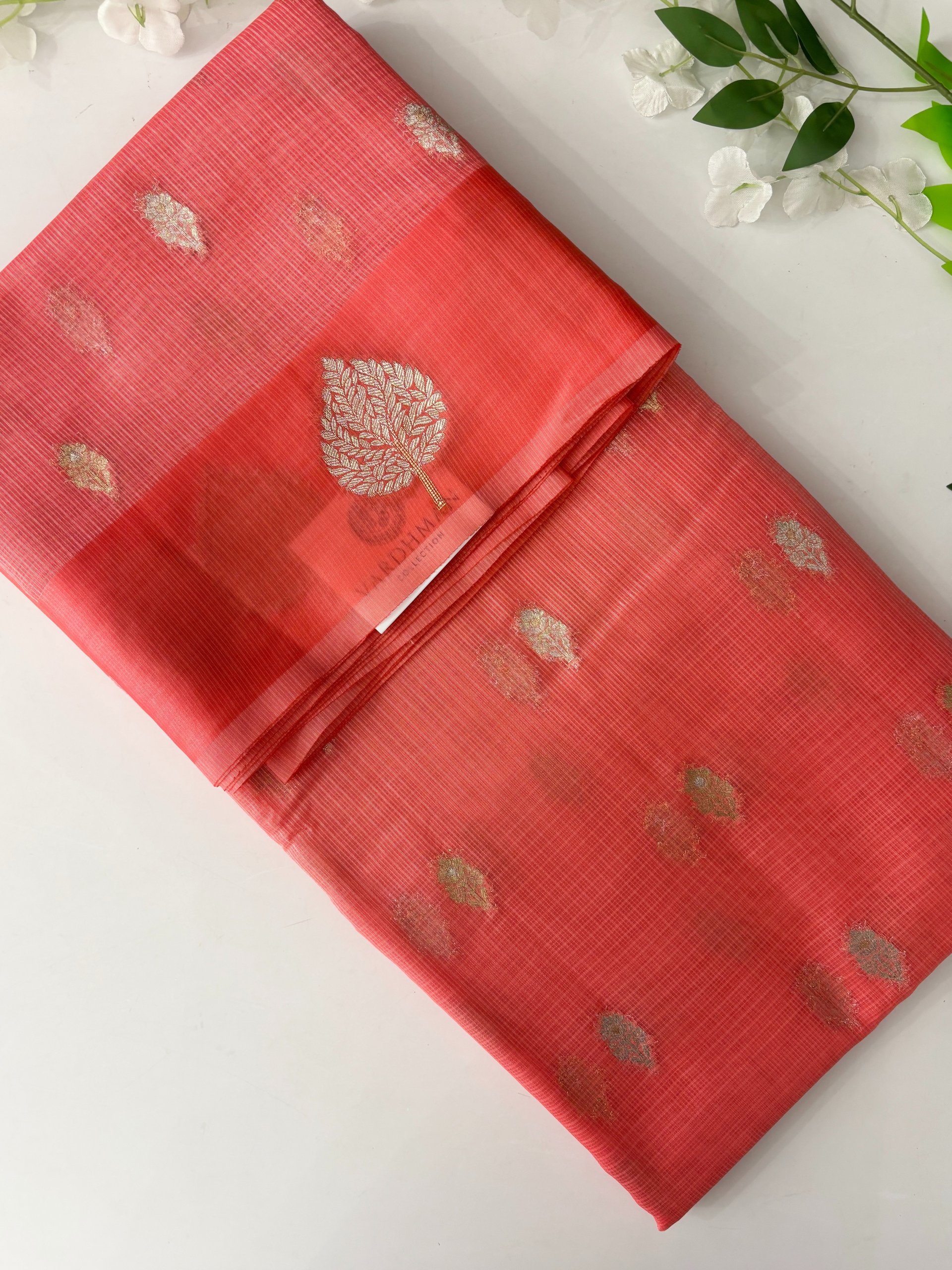 Peach Banarasi Supernet Saree
