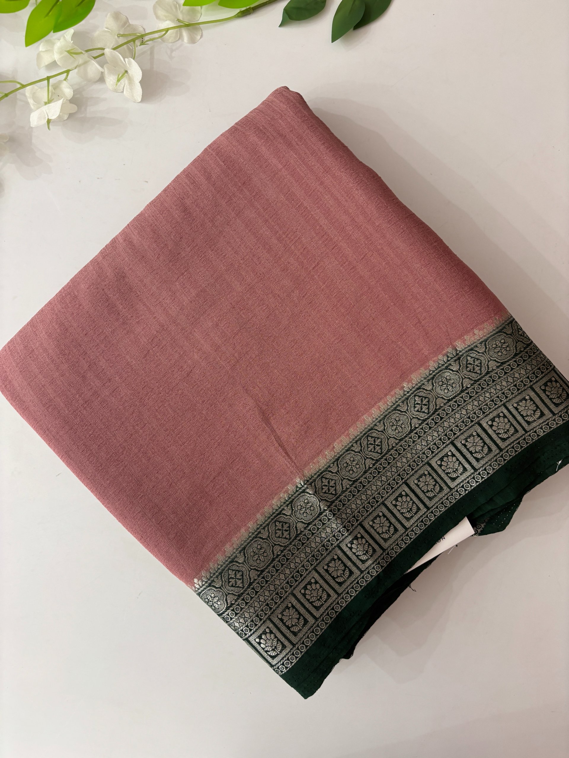 Dusty Onion Pink Banarasi Crush Georgette Saree