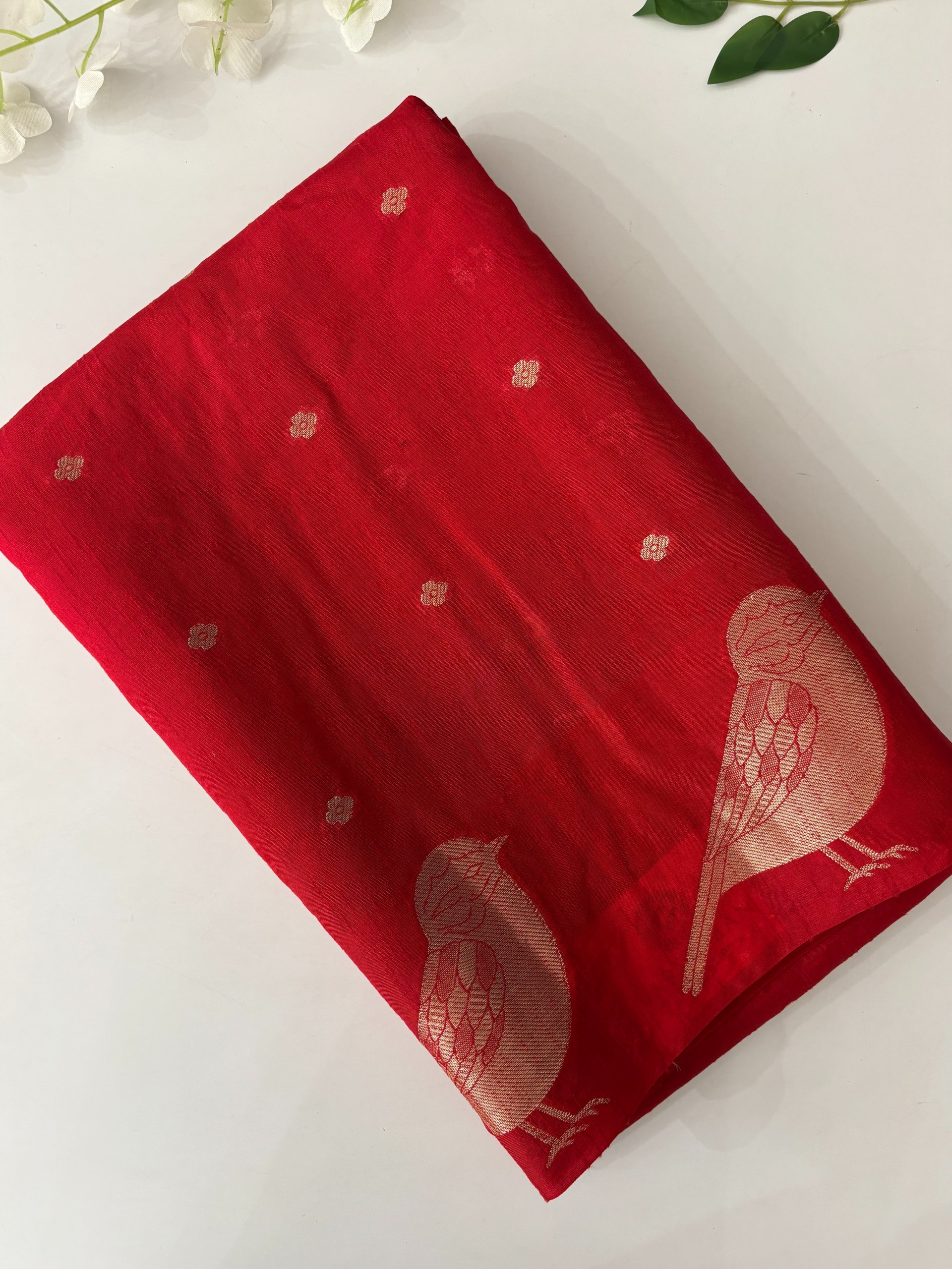Red Banarasi Cotton Silk Saree