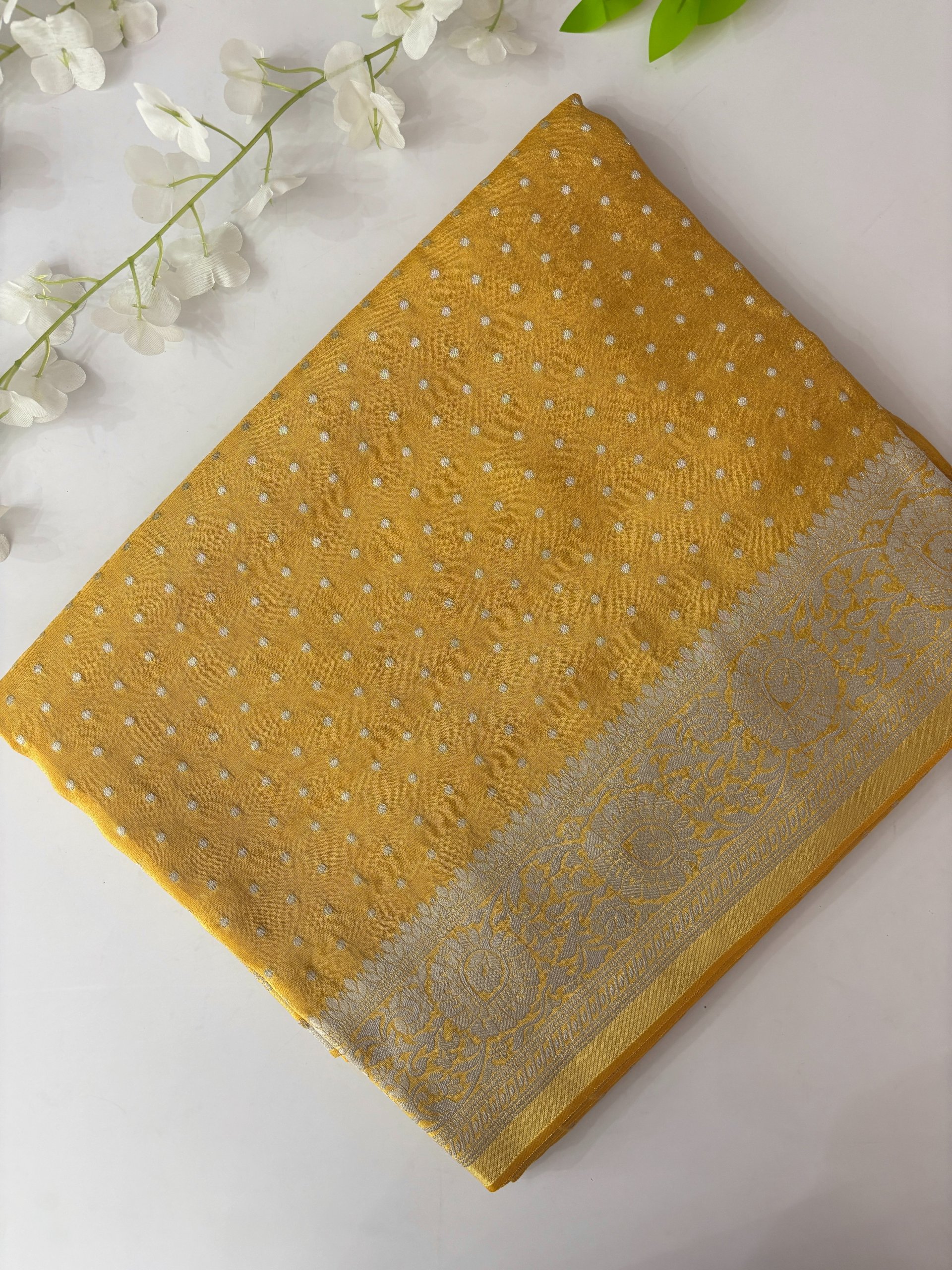 Yellow Banarasi Tissue Silk Saree