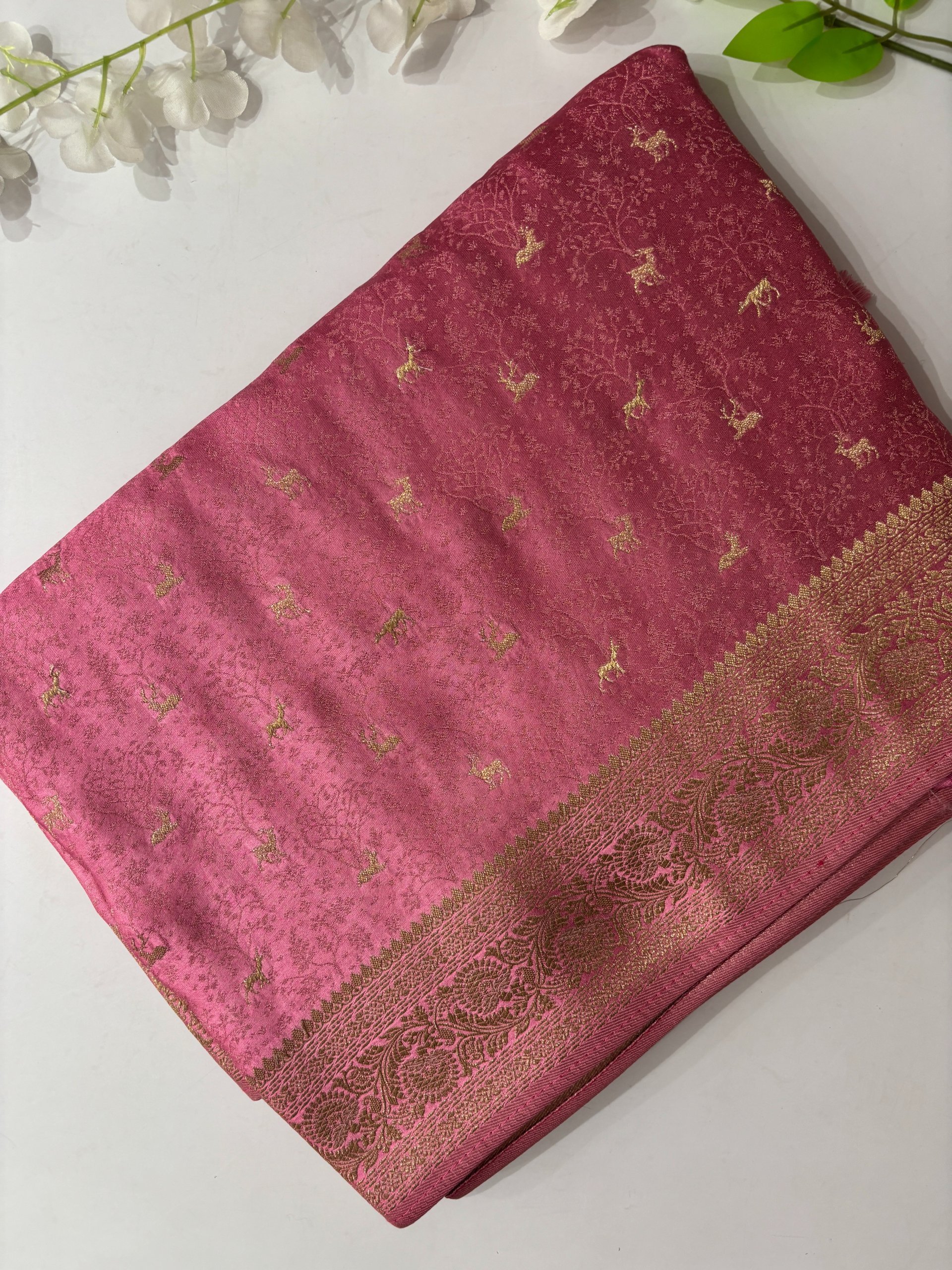 Pink Banarasi Mashru Silk Saree