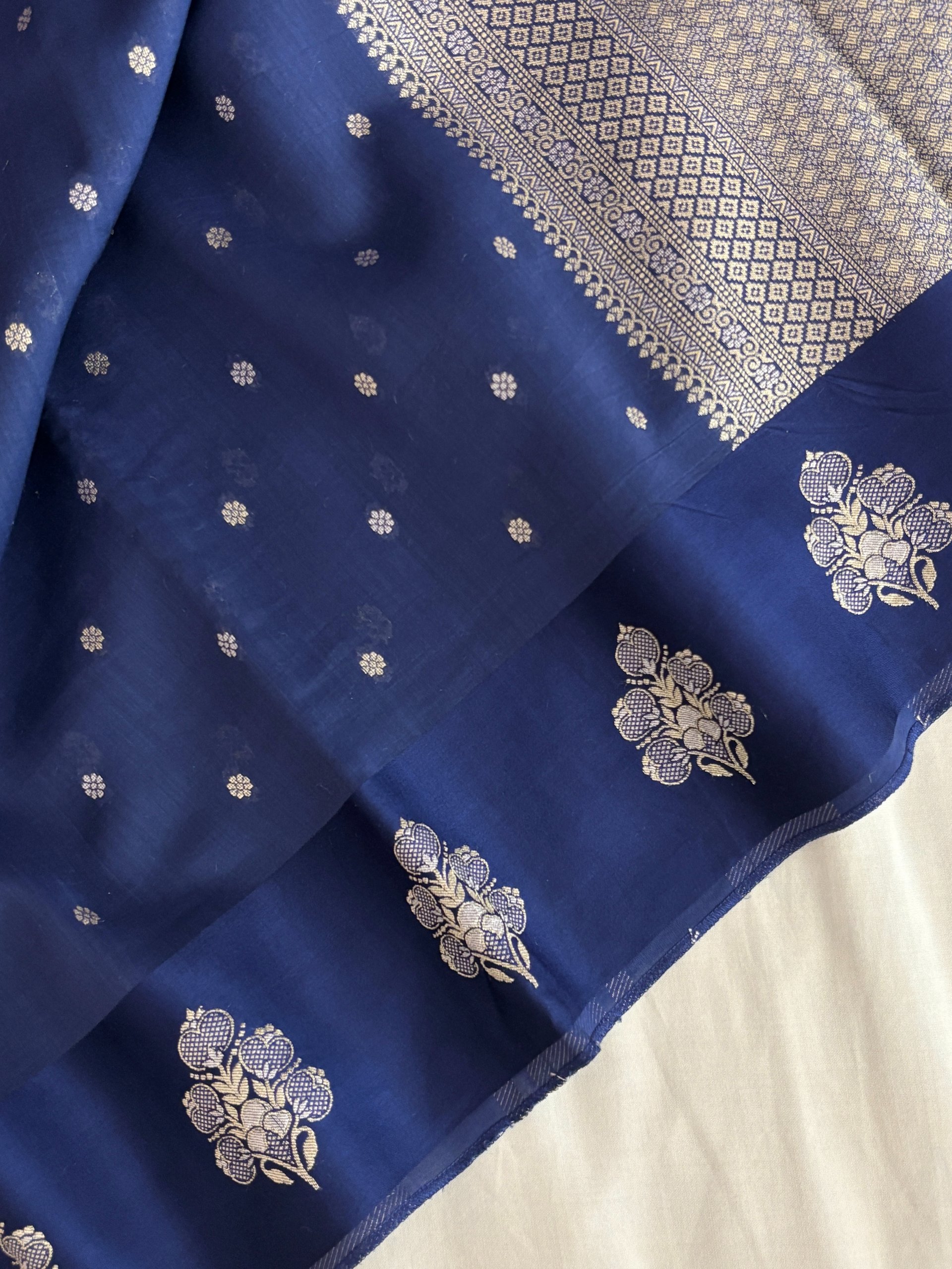 Blue Munga Cotton Silk Saree