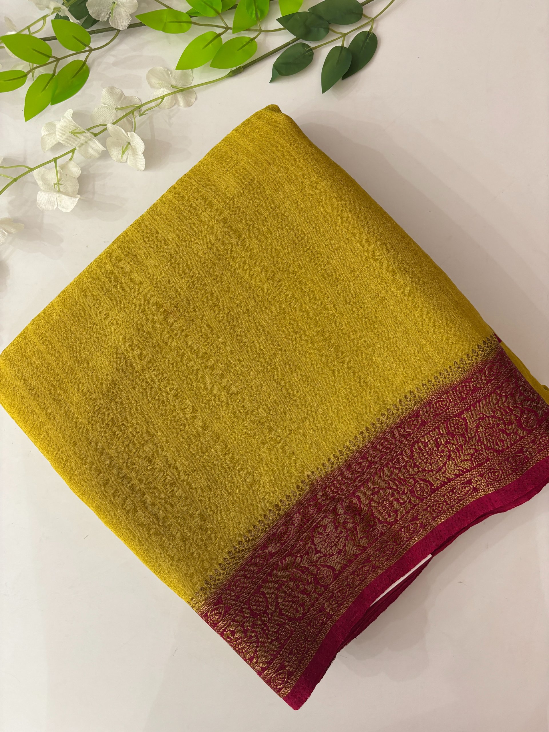 Parrot Green Banarasi Crush Georgette Saree