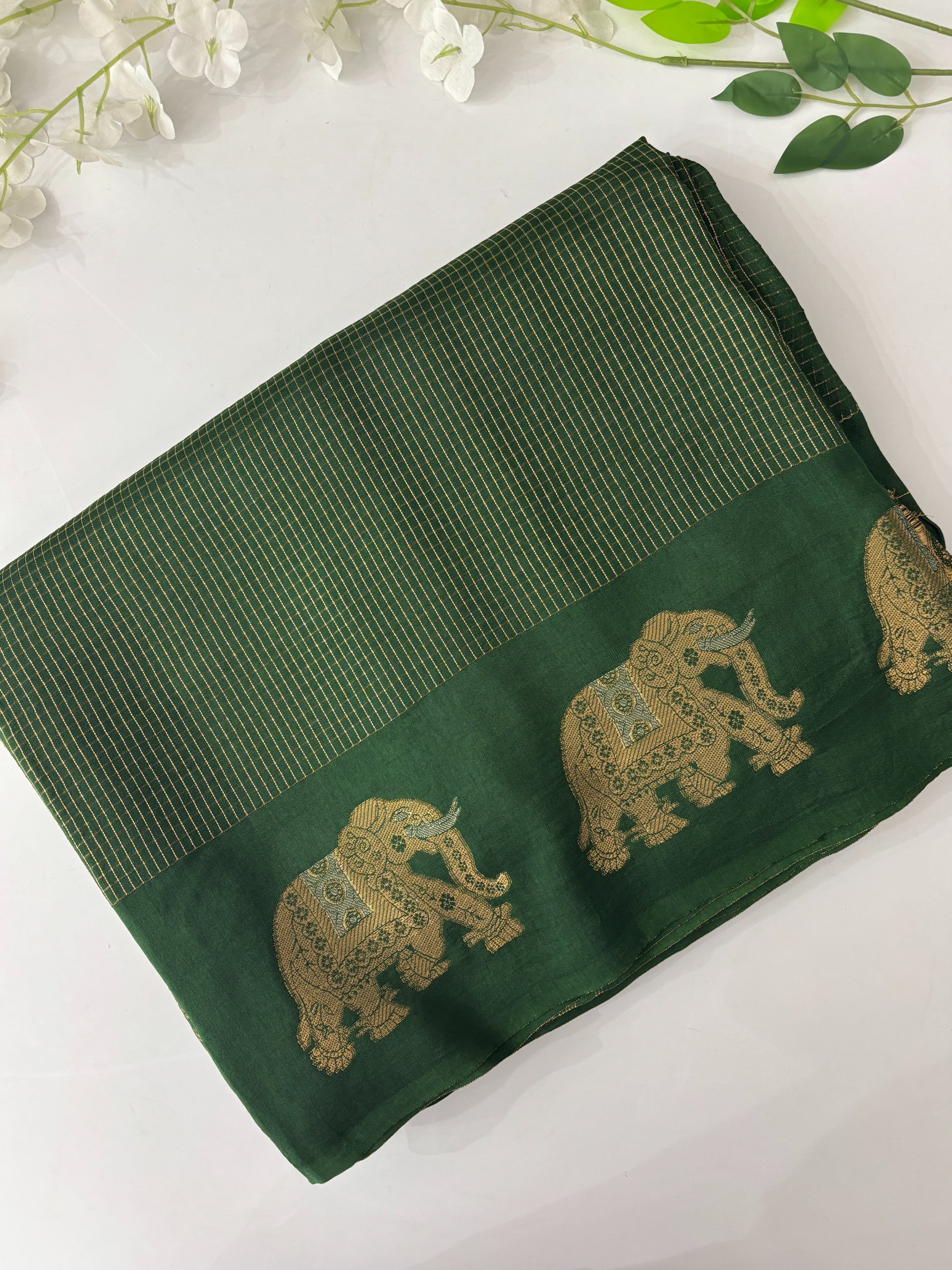 Green Banarasi Dola Crepe Saree
