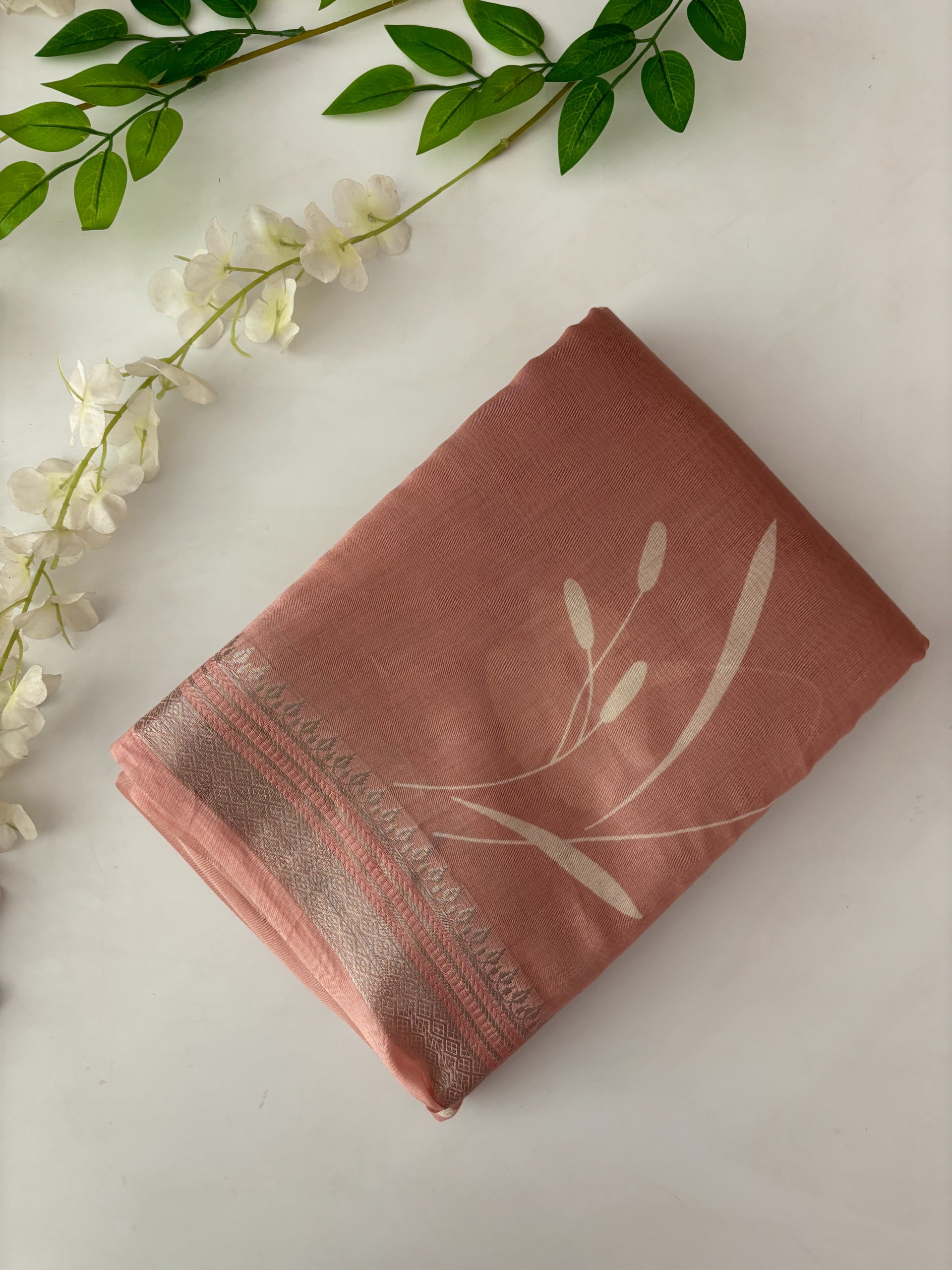 Pastel Pink Chanderi Cotton Saree