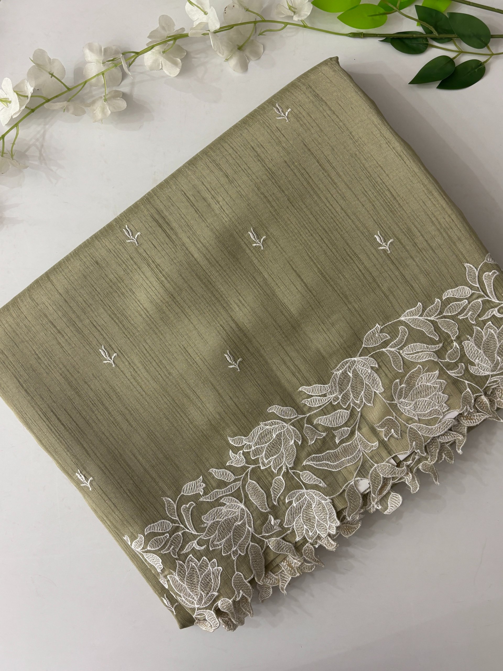 Semi Raw Silk Saree with Scalping Border