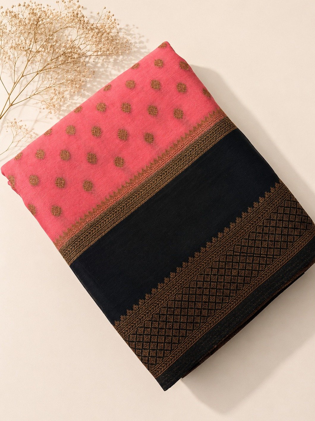 Rose Gold Banarasi Semi Khaddi Georgette Saree