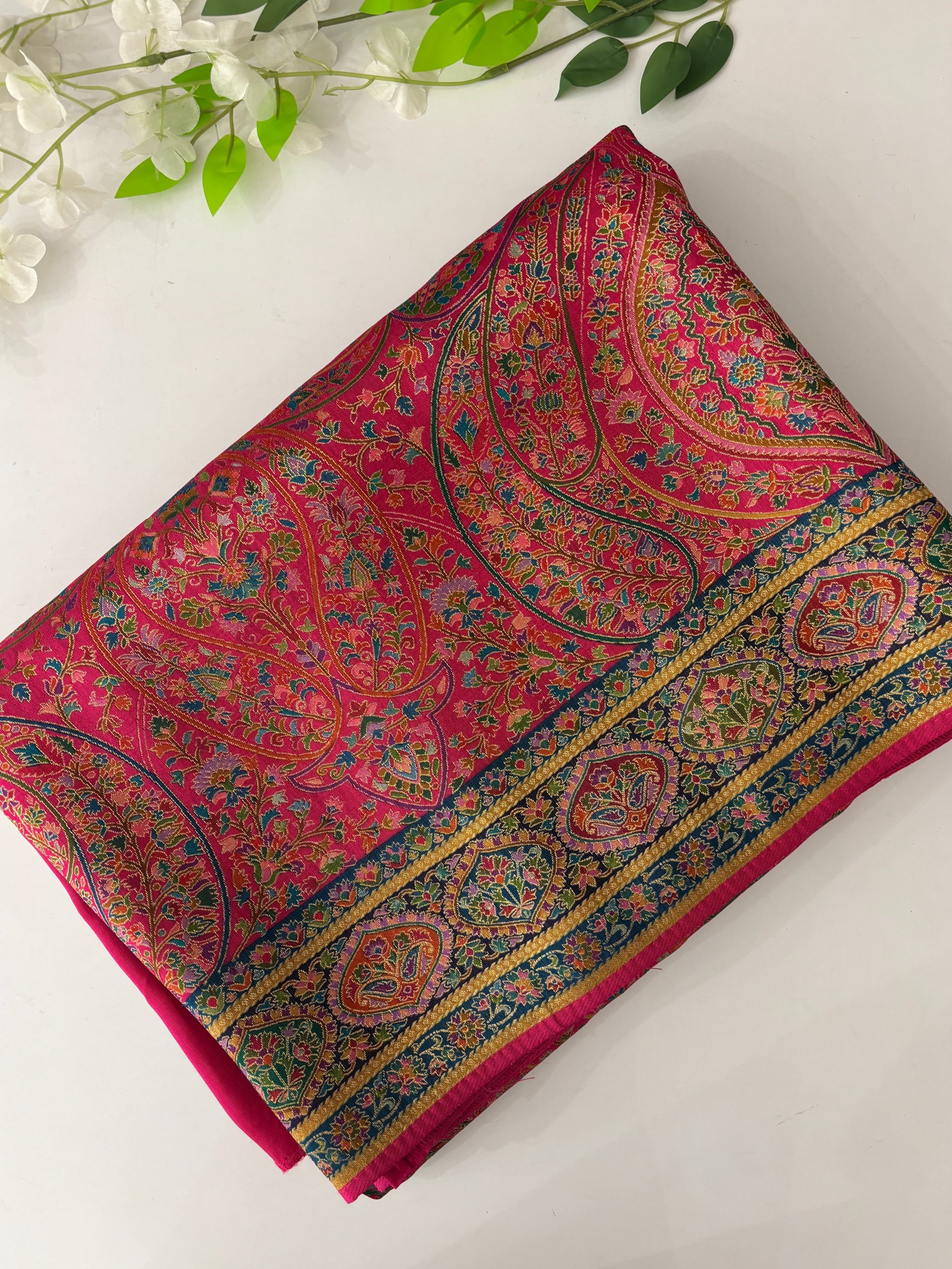 Pink Semi Pashmina Style Silk Sarees