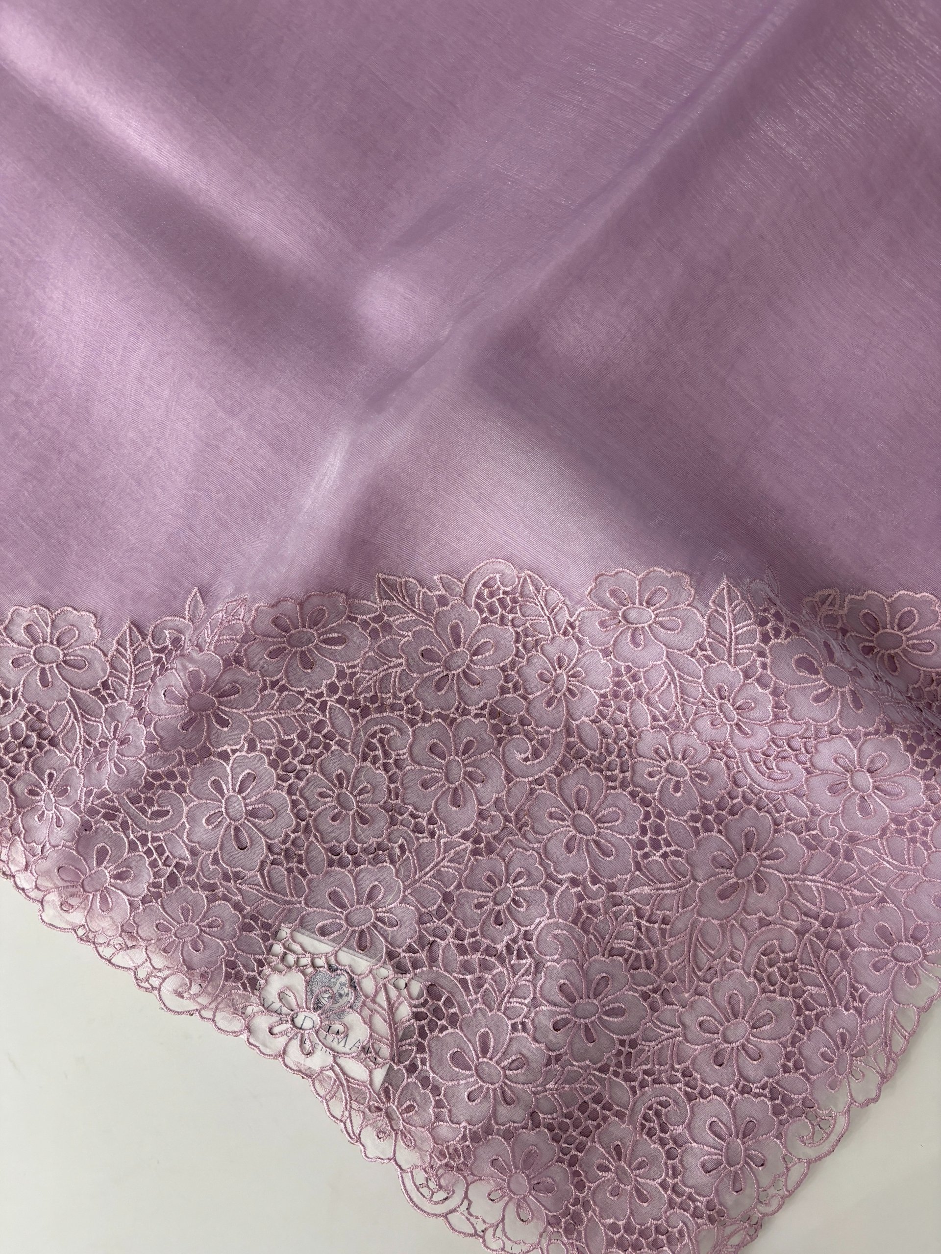 Lavender Tissue Organza Saree with Cutwork