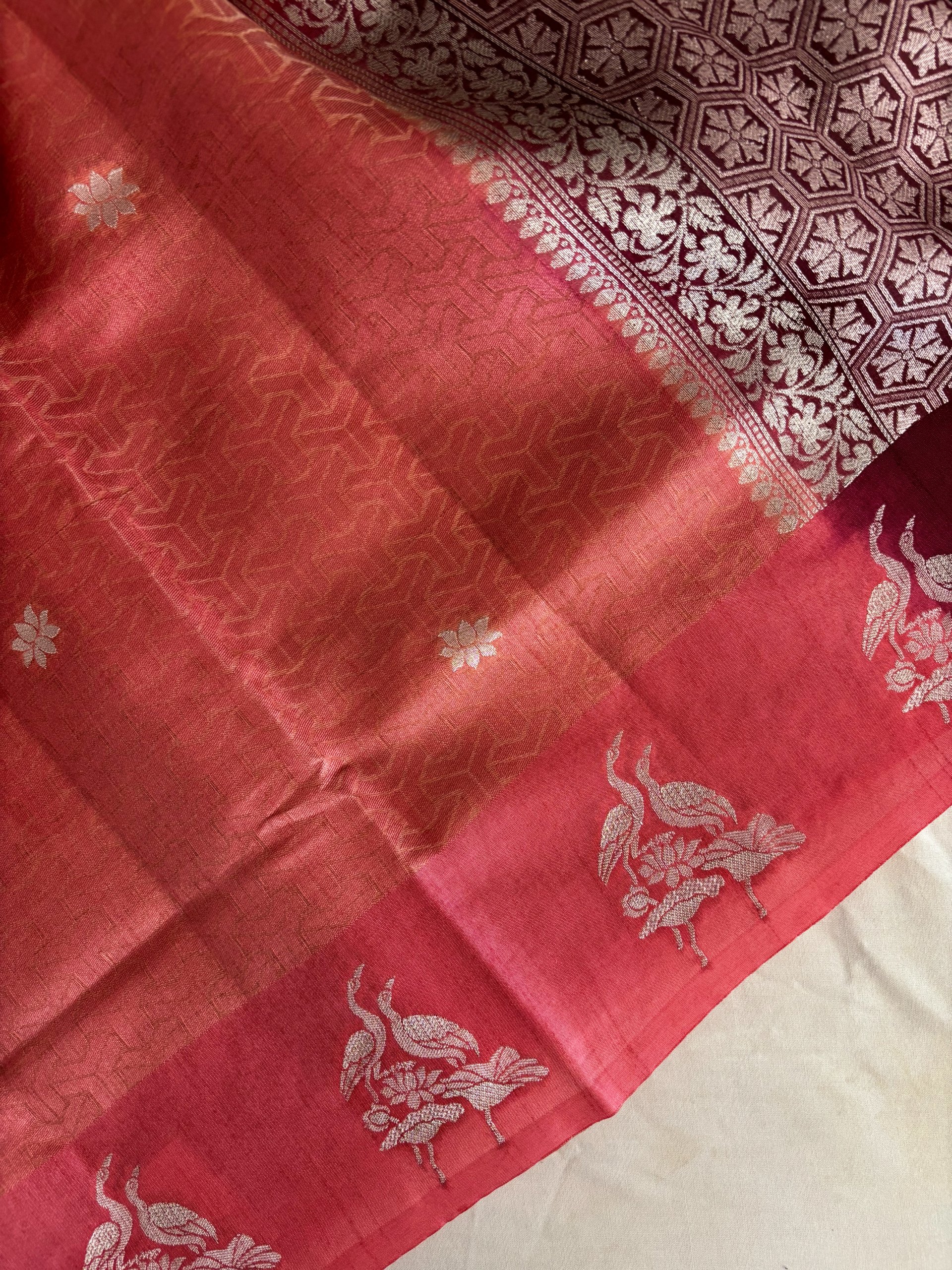 Peach Semi Tussar Silk Saree