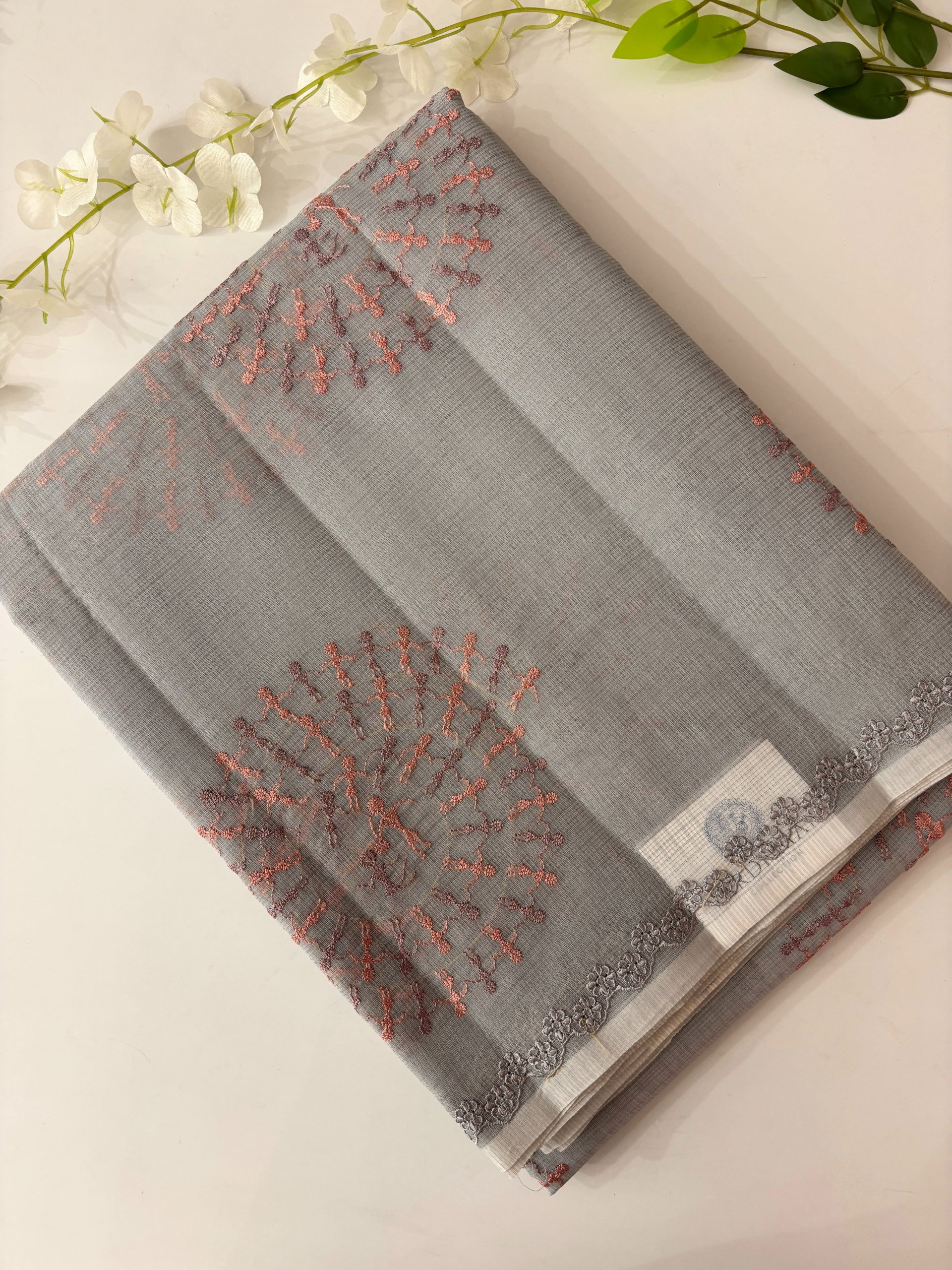 Grey Supernet Saree