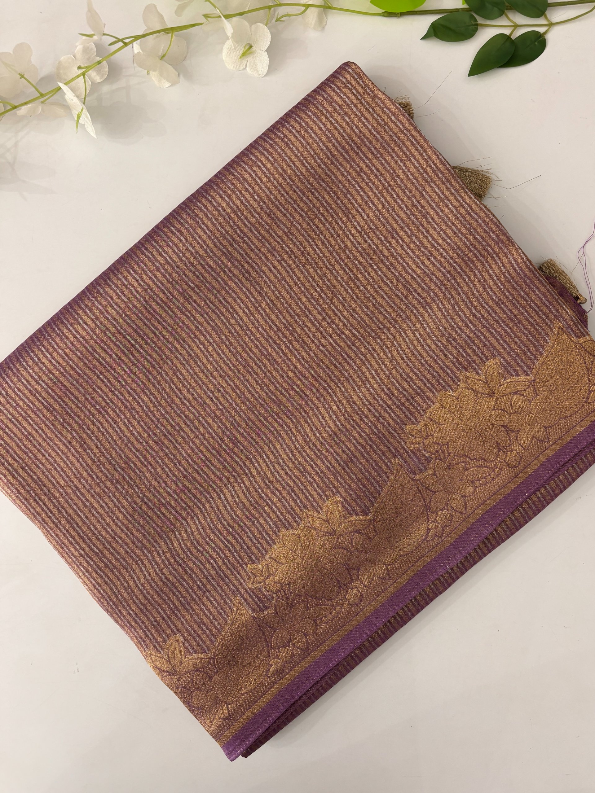Purple Banarasi Tissue Silk Saree
