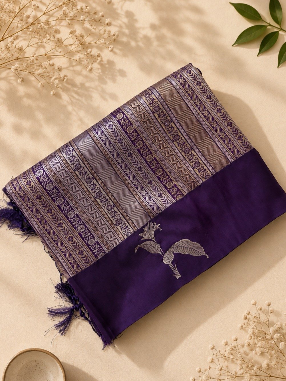Purple Fancy Semi Banarasi Saree