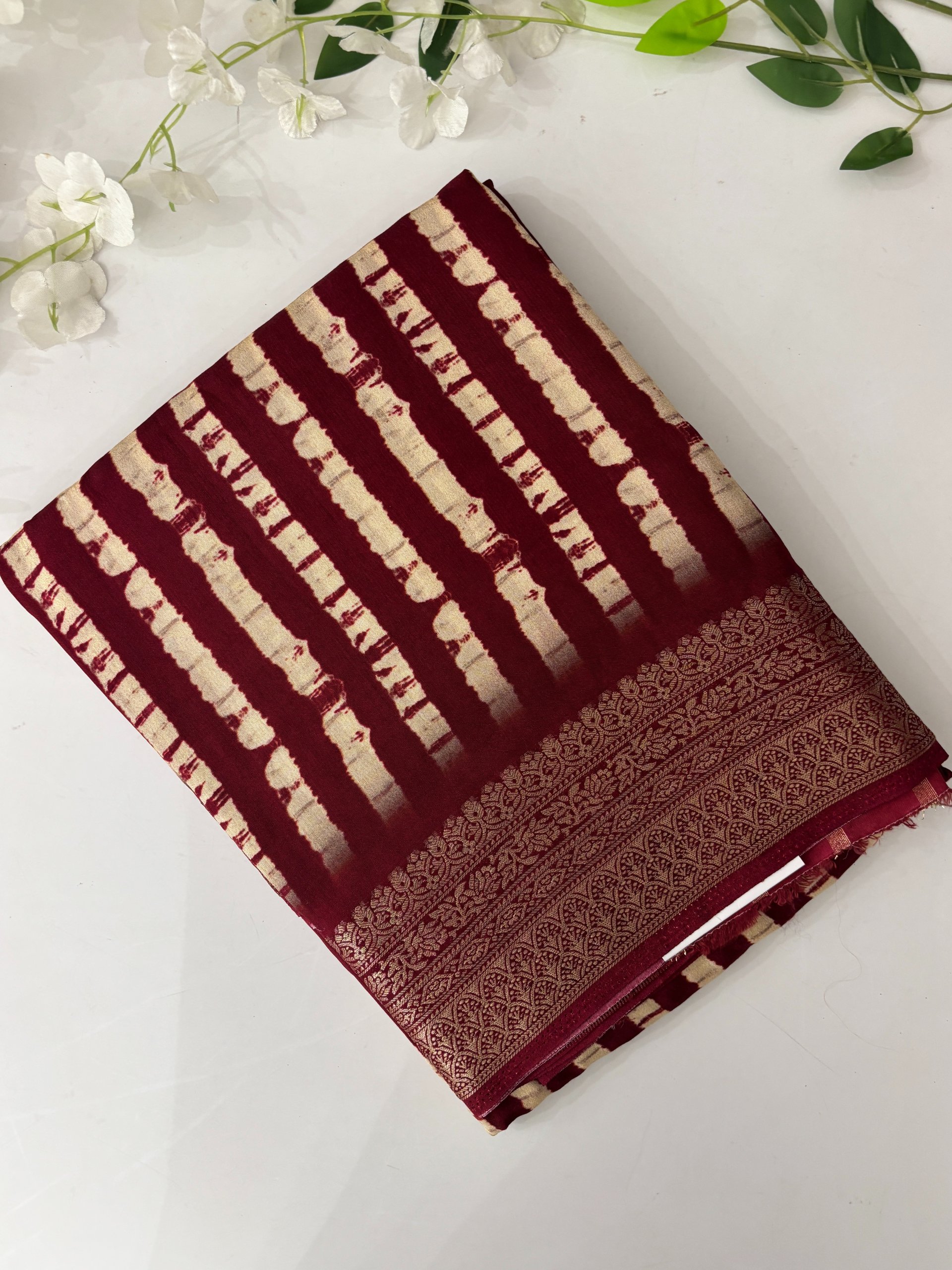 Maroon Ajrakh Dola Silk Saree