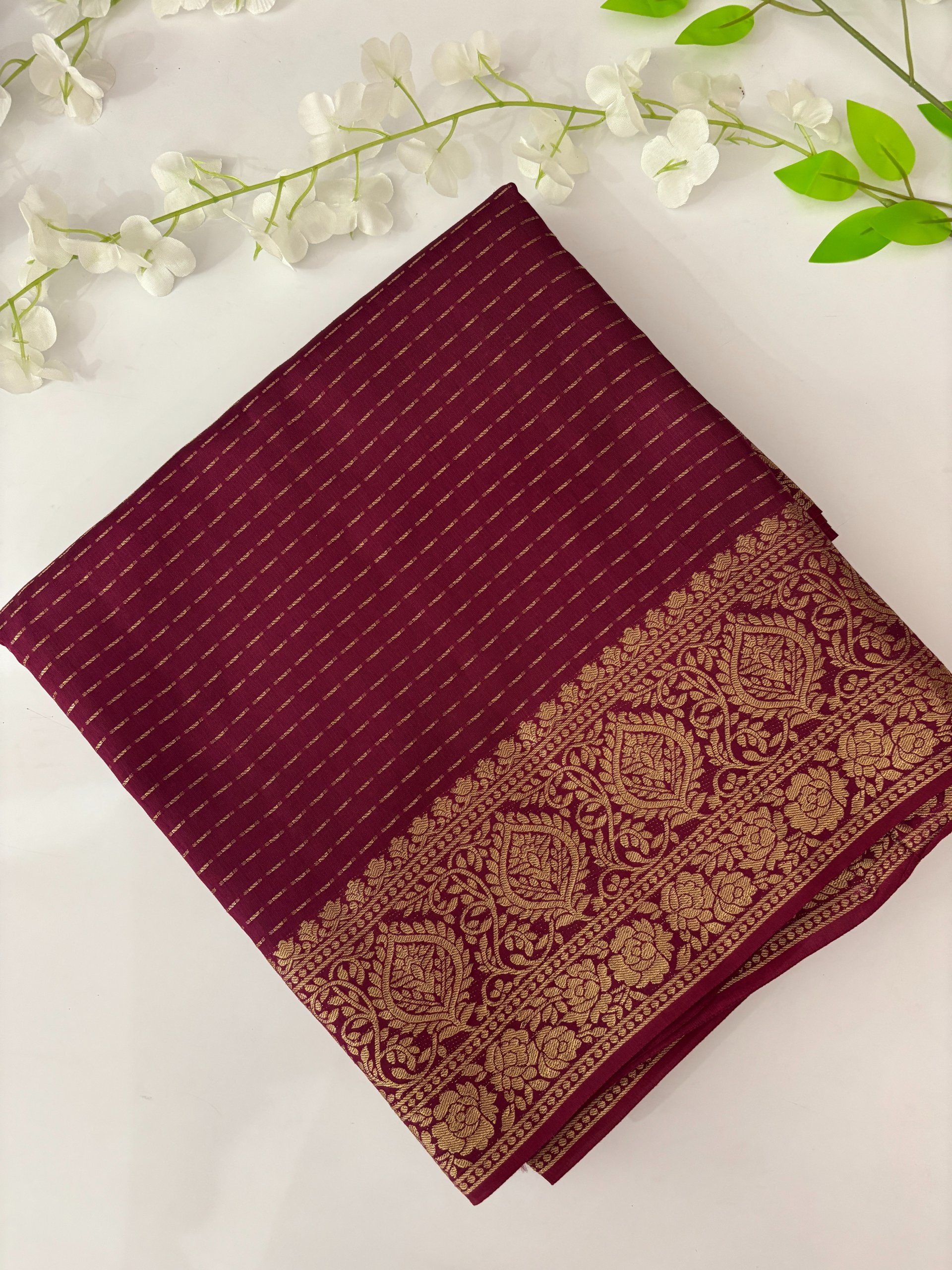 Wine Lining Banarasi Viscose Silk Saree