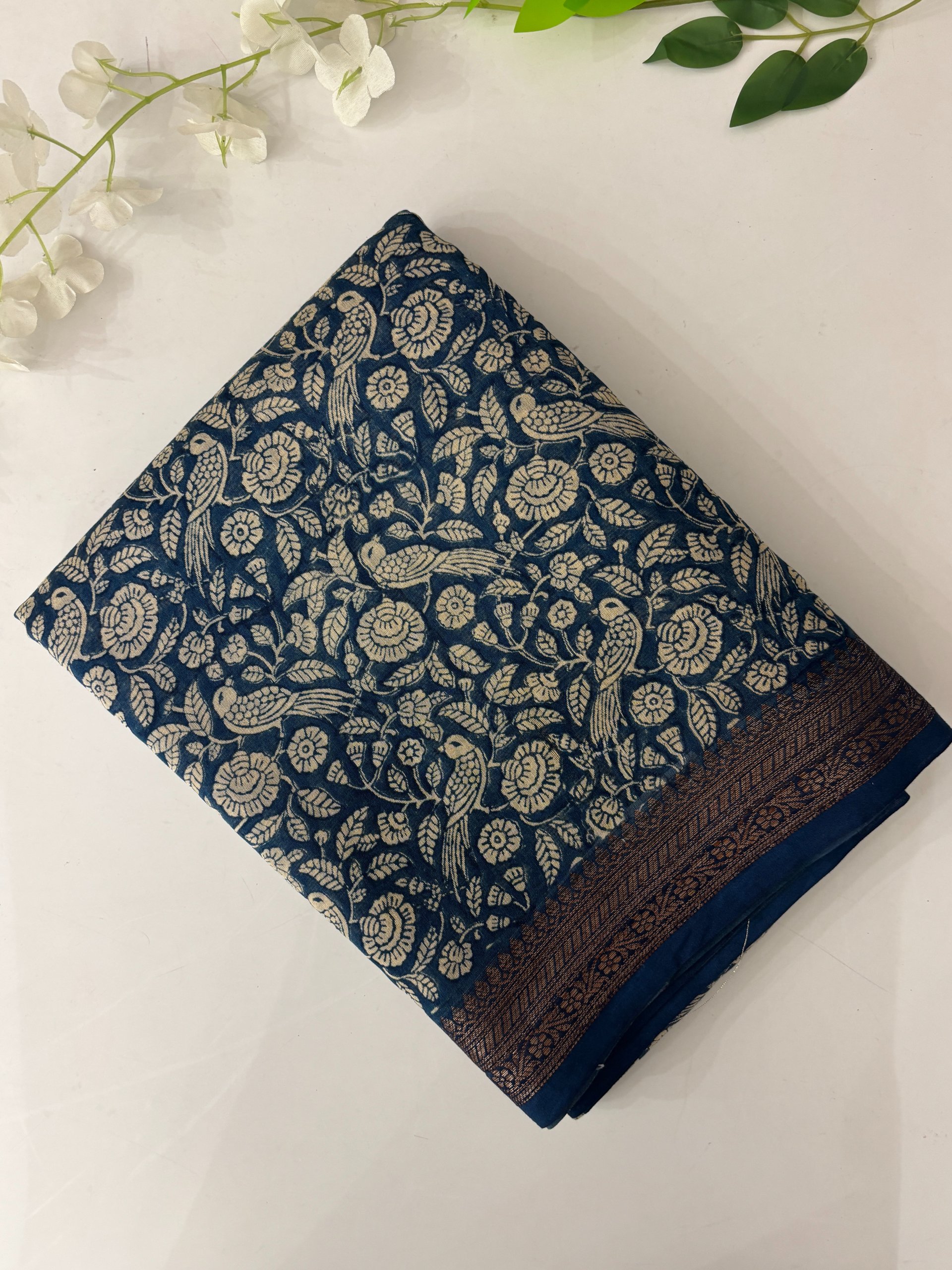 Indigo Chanderi Cotton Saree