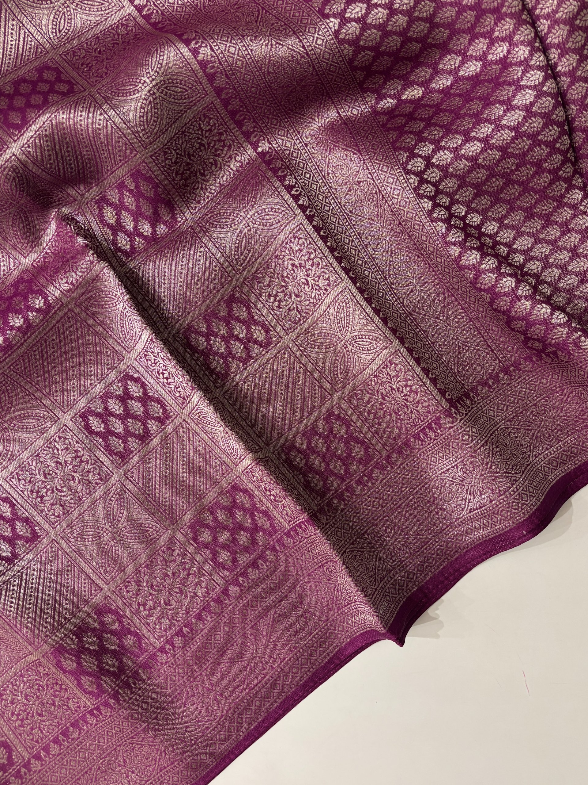 Wine Banarasi Tussar Brocade Silk Saree