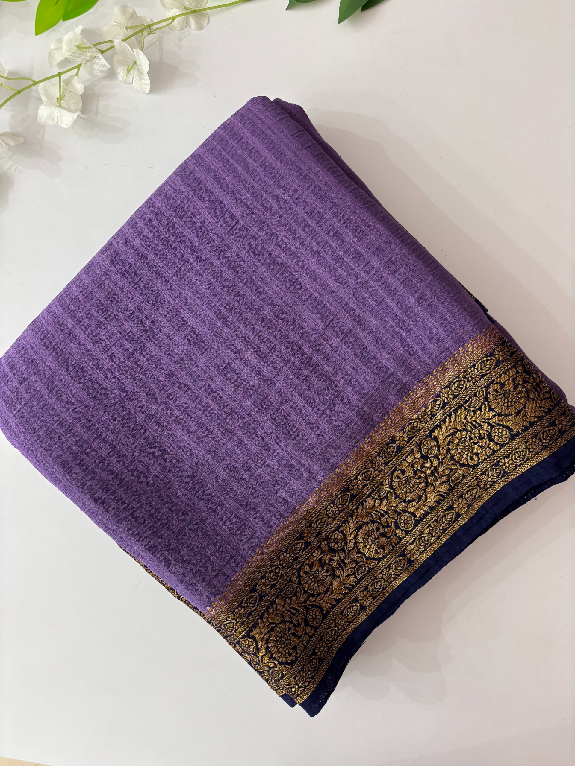 Lavender Banarasi Crush Georgette Saree