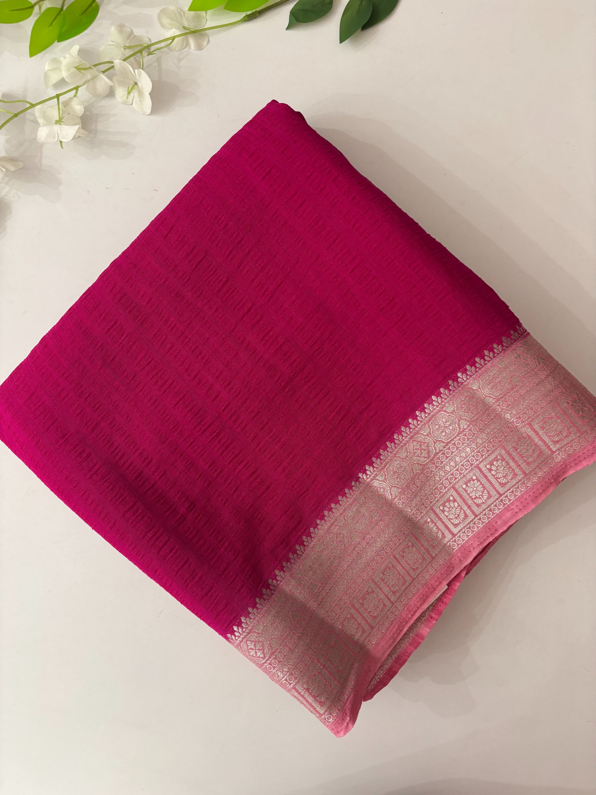 Pink Banarasi Crush Georgette Saree