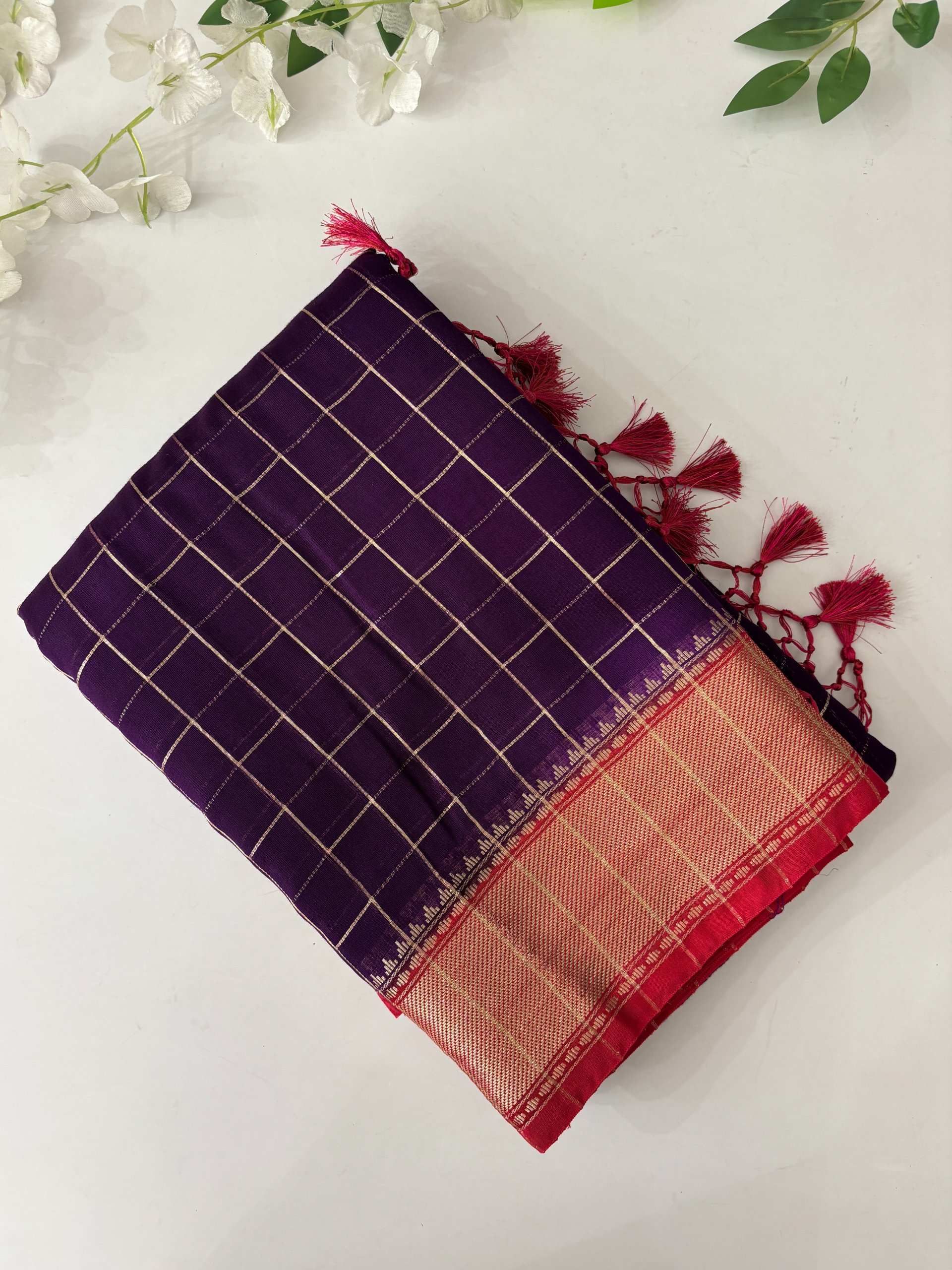 Purple Chanderi Cotton Silk Saree