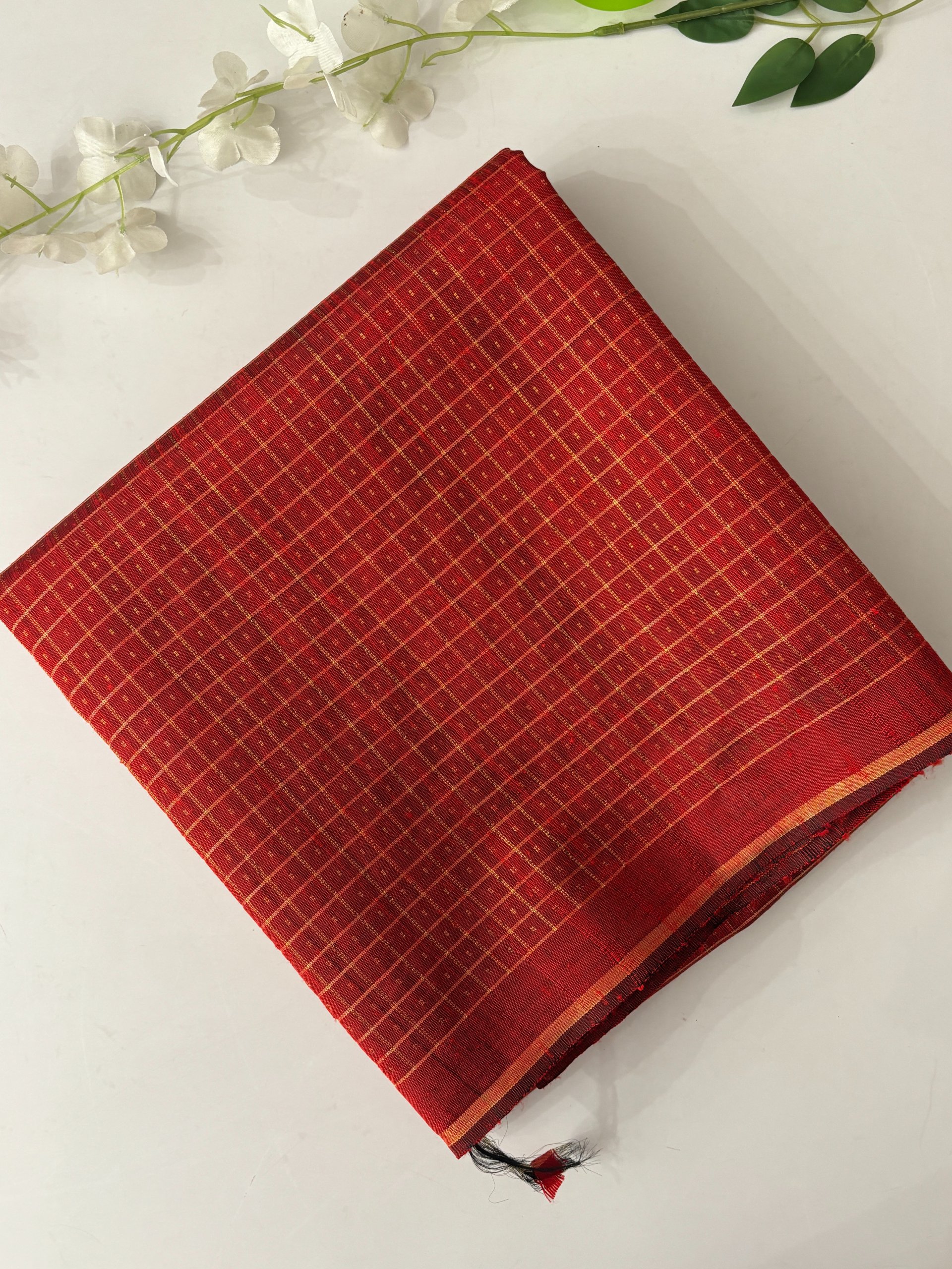 Checks Pure Handloom Raw Silk Saree