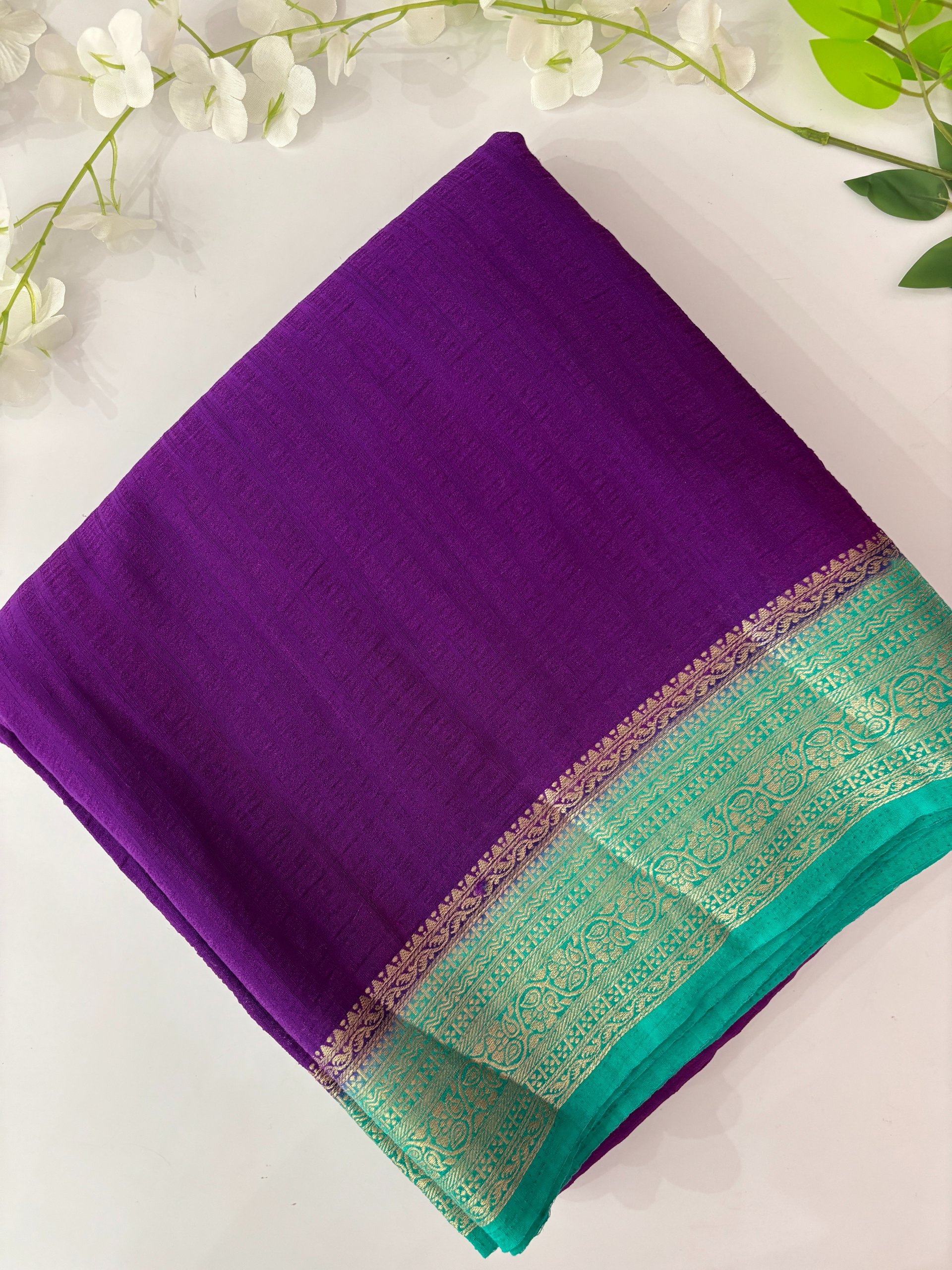 Purple Banarasi Crush Georgette Saree