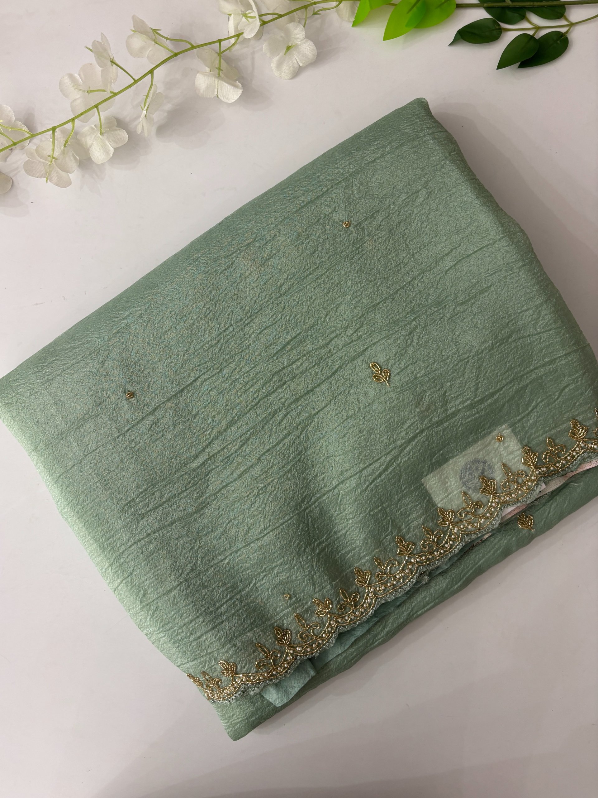 Green Crush Tissue Organza Saree