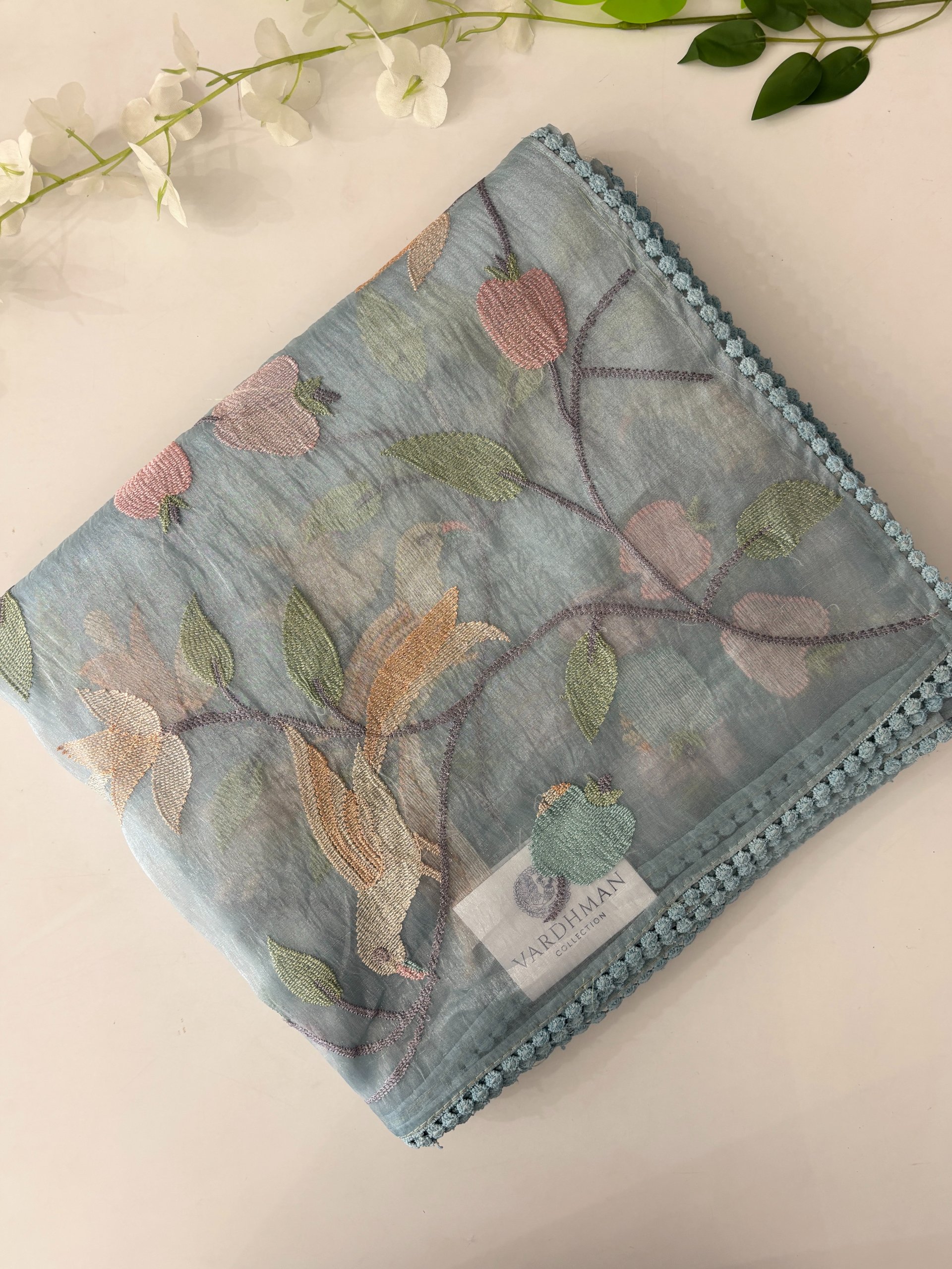 Blue Tissue Organza Saree