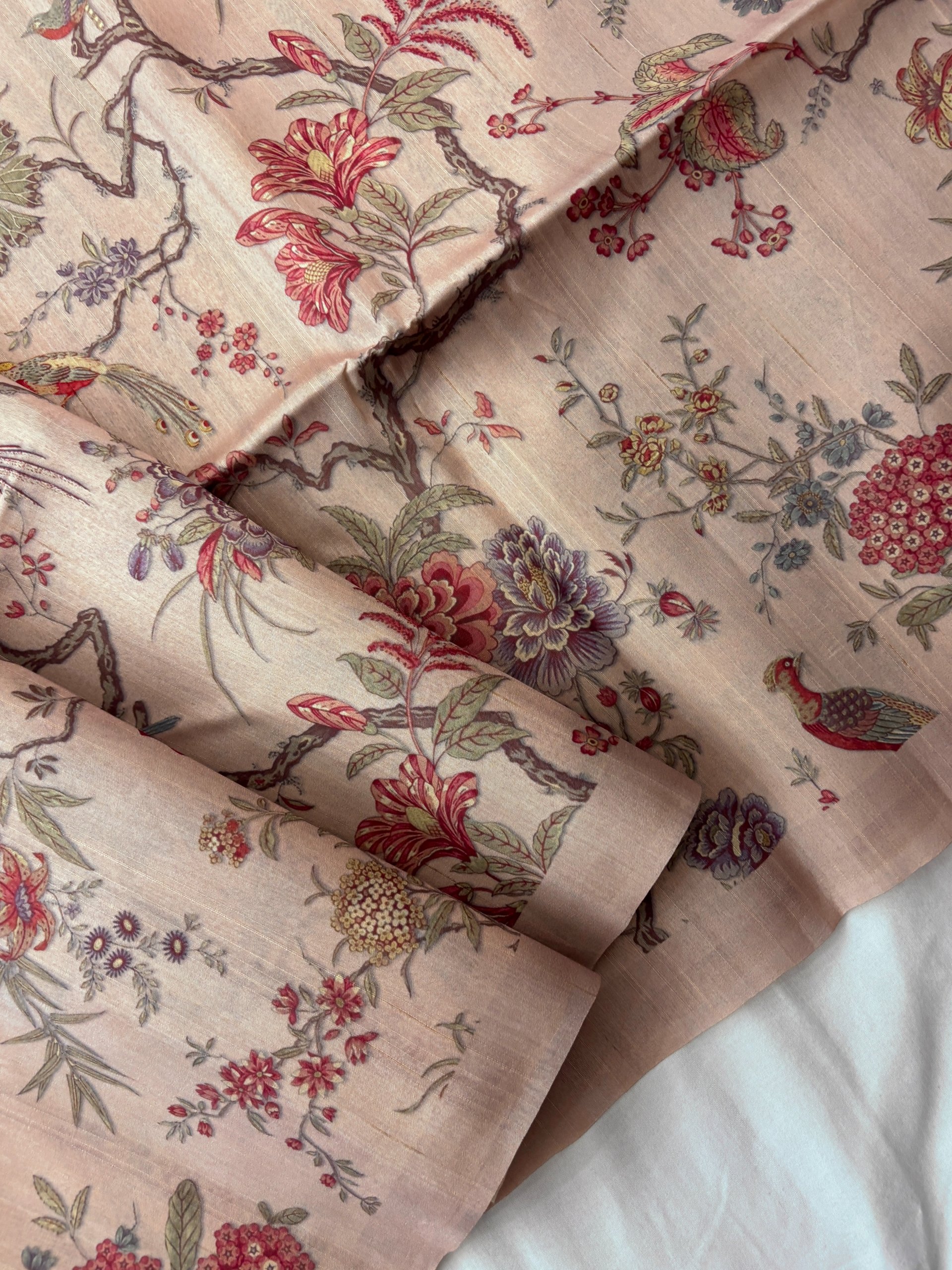 Dusty Pink Printed Tussar Silk Saree