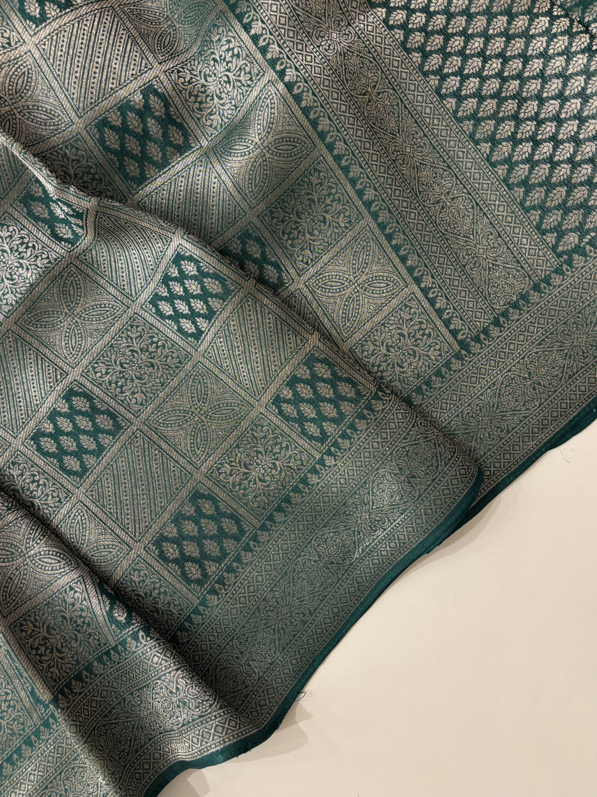 Peacock Green Banarasi Tussar Brocade Silk Saree