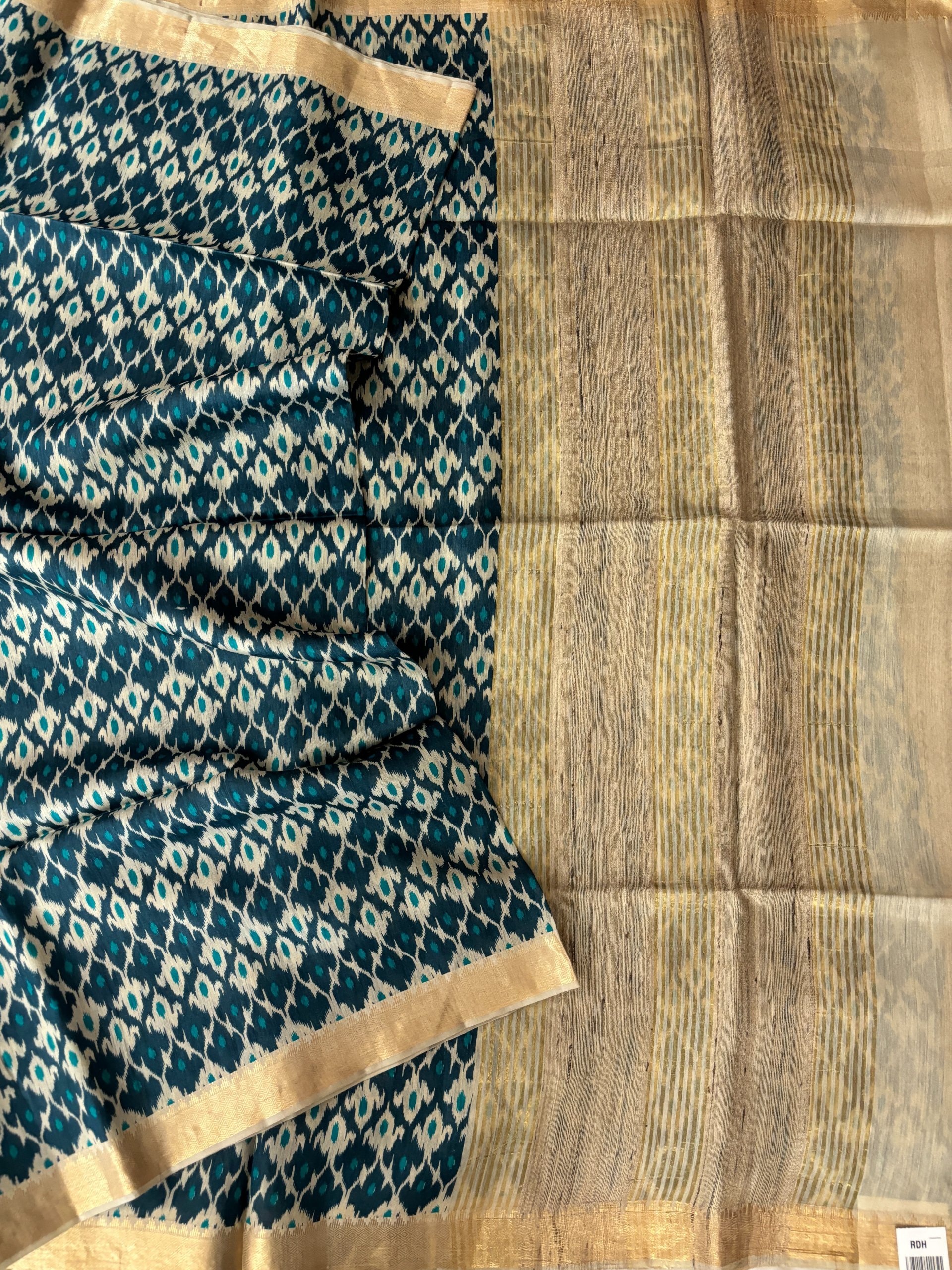 Different Blueish Color Soft Munga by Tissue Ikat Printed Saree With Munga By Tussar Tissue Blouse (COD ON REQUEST)