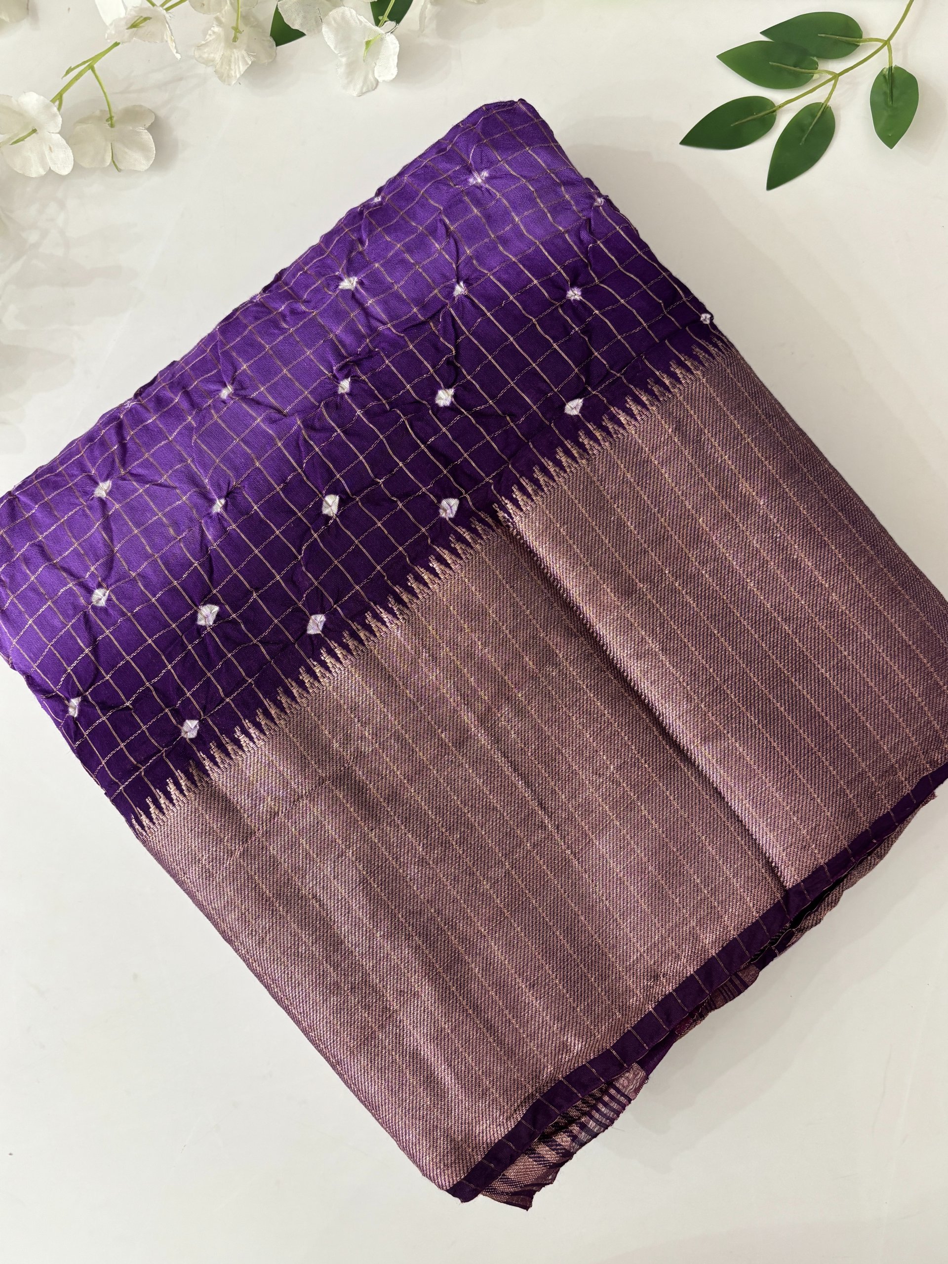 Lavender Chanderi Cotton Bandhani Saree