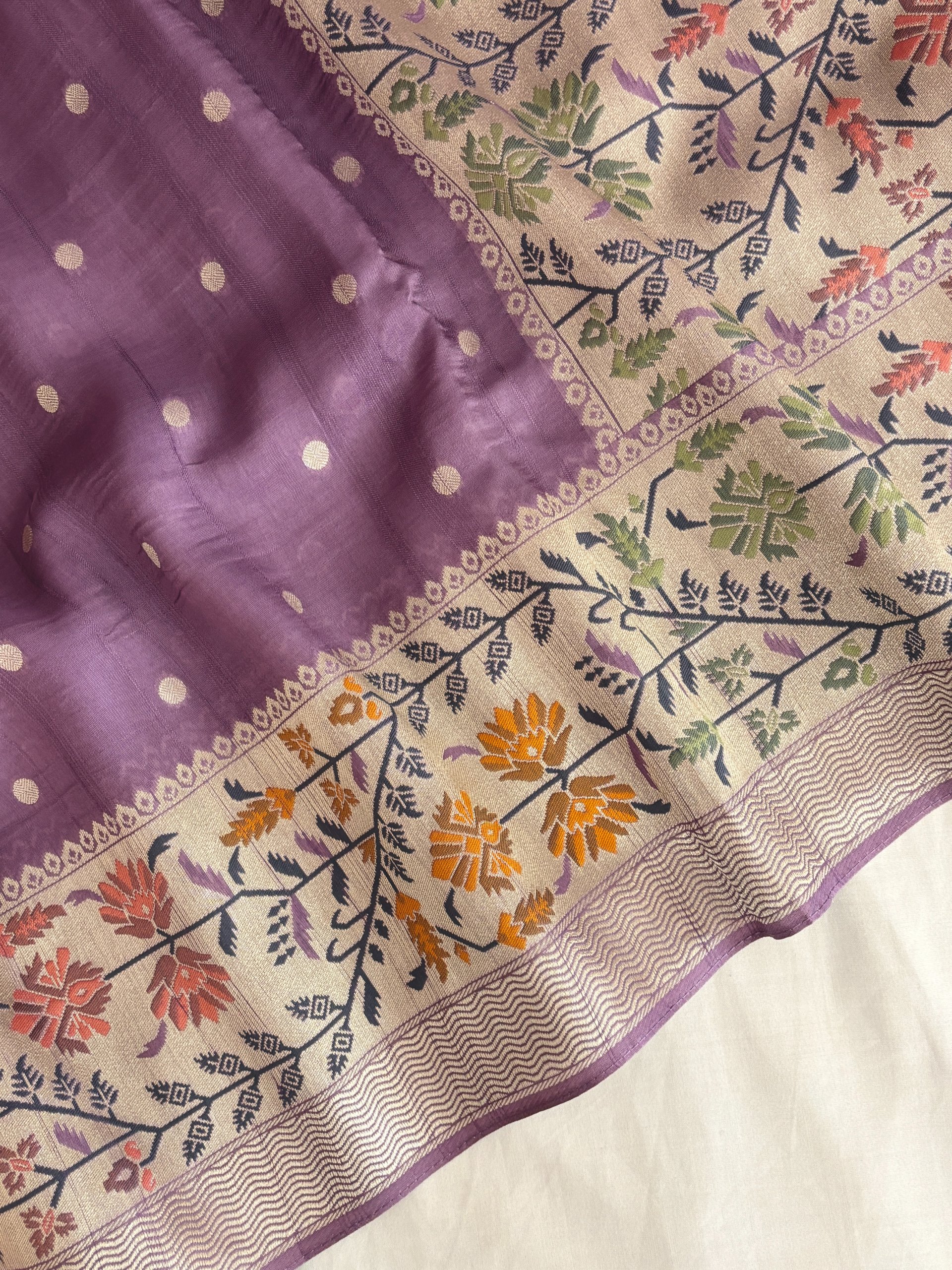 Lavender Meenakari Banarasi Tussar Silk Saree