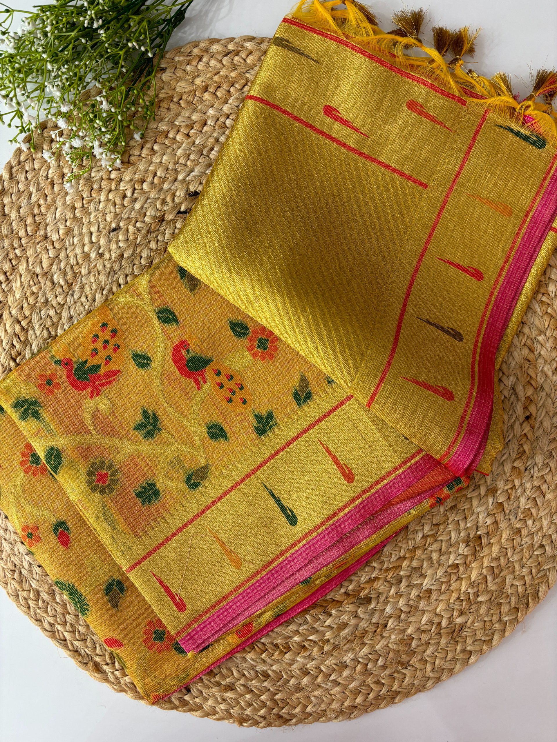 Yellow Tissue Paithani Saree