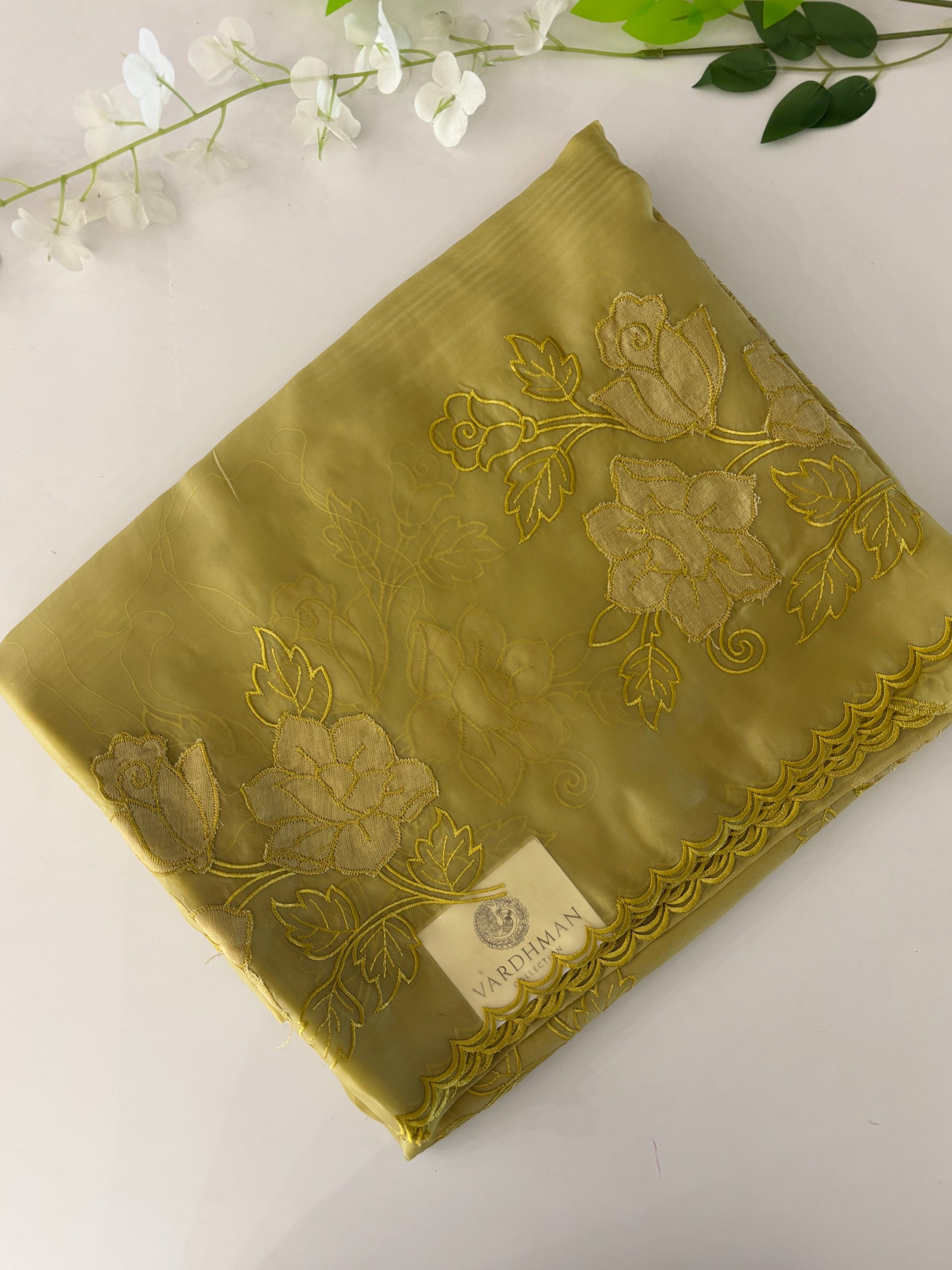 Organza Georgette Saree with Patch Work and Embroidery