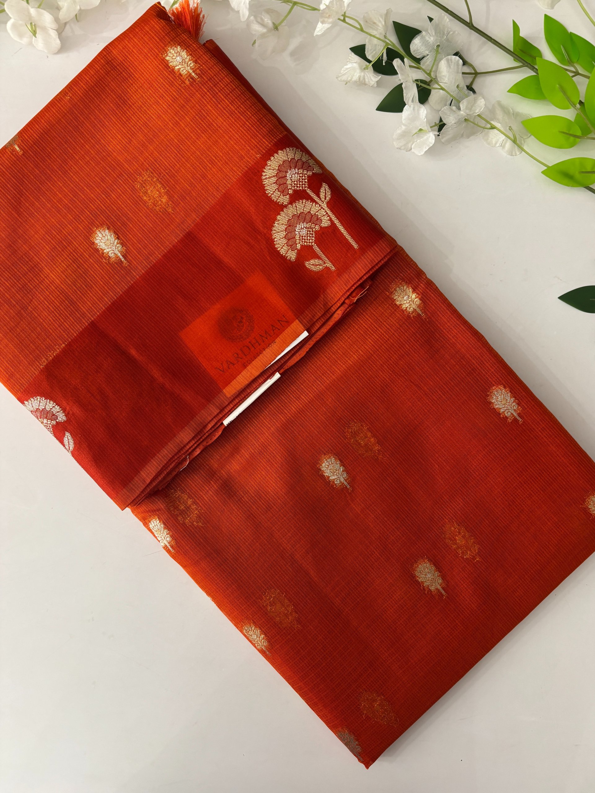 Orange Banarasi Supernet Saree