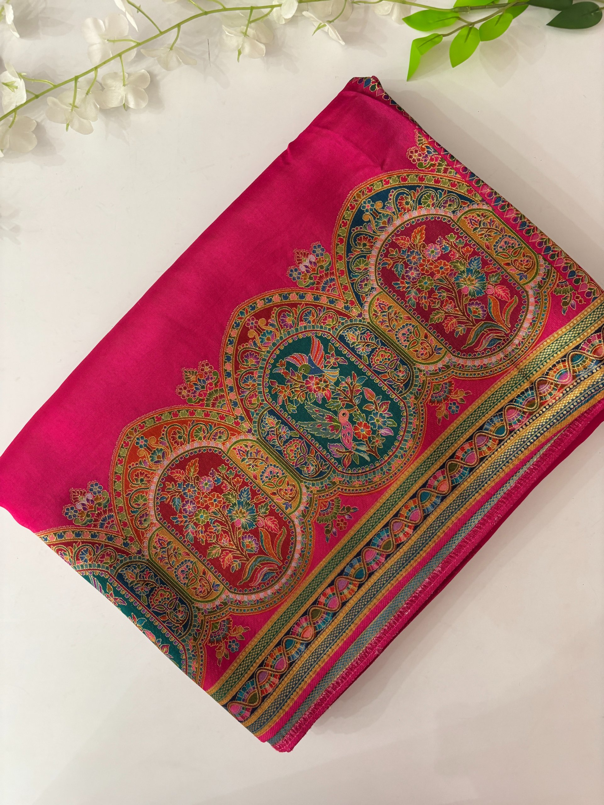 Pink Banarasi Dola Silk Saree with Pashmina Weaving