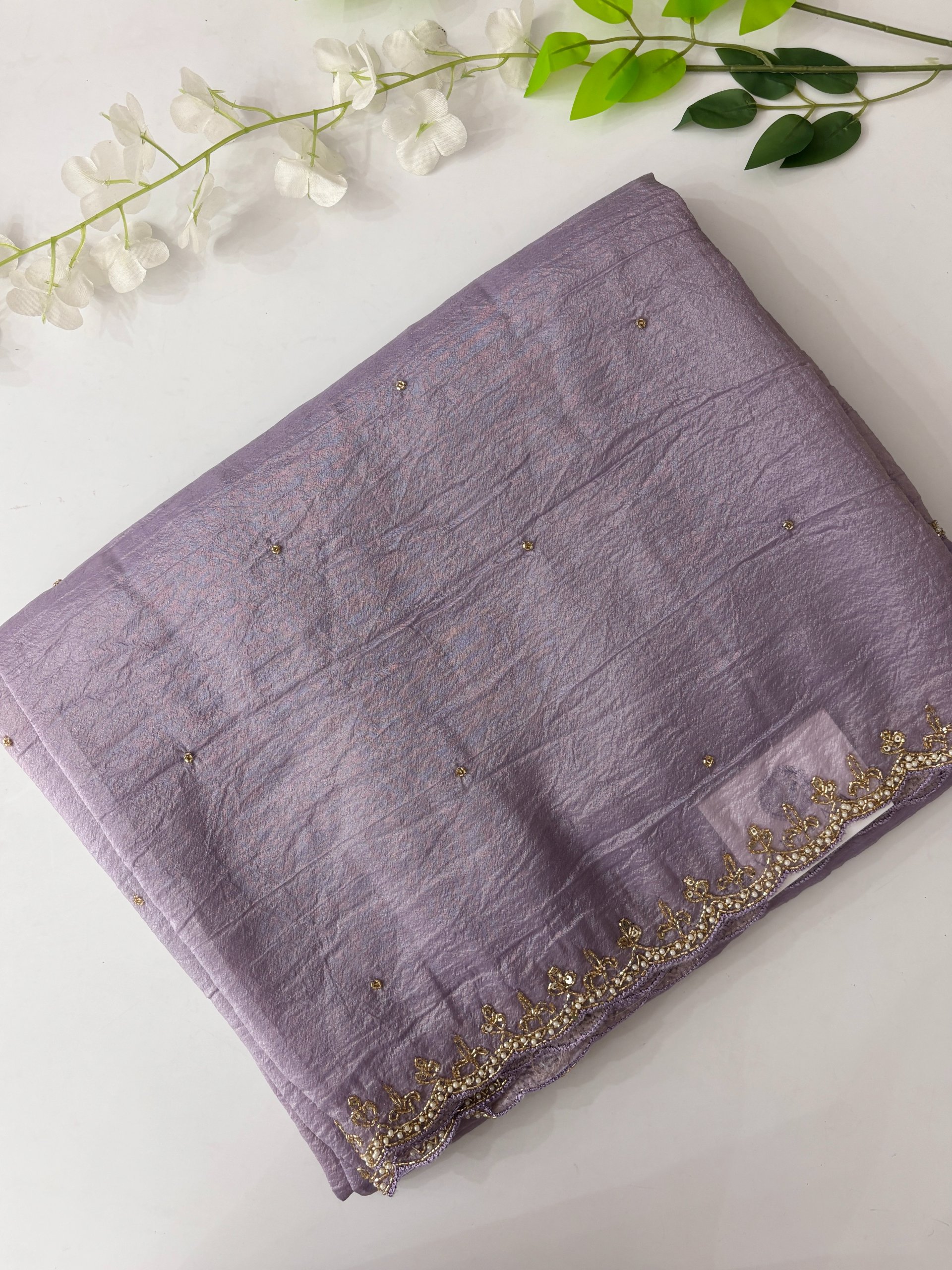 Lavender Crush Tissue Organza Saree