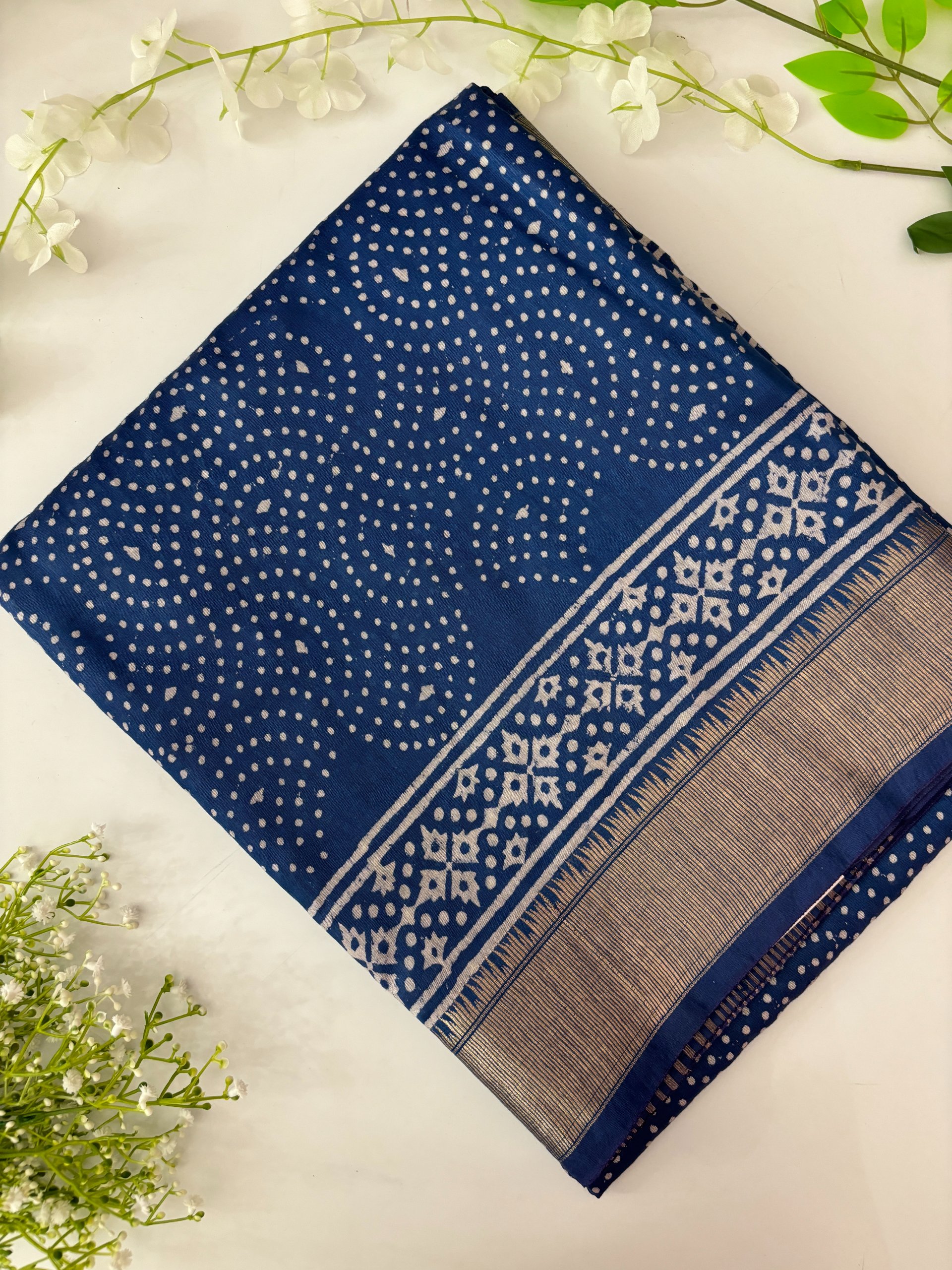 Blue Modal Muslin Saree