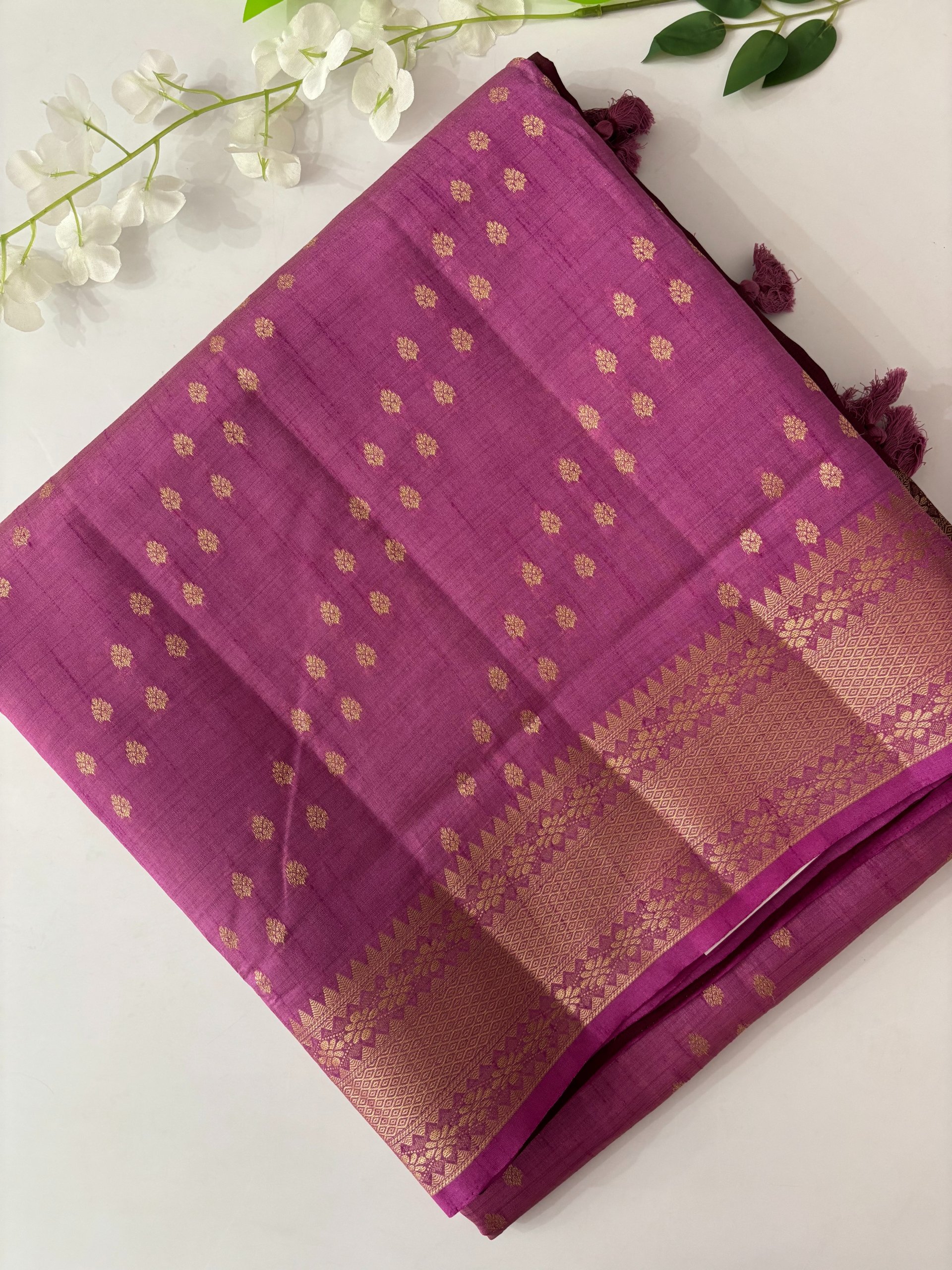 Pink Semi Tussar Silk Saree