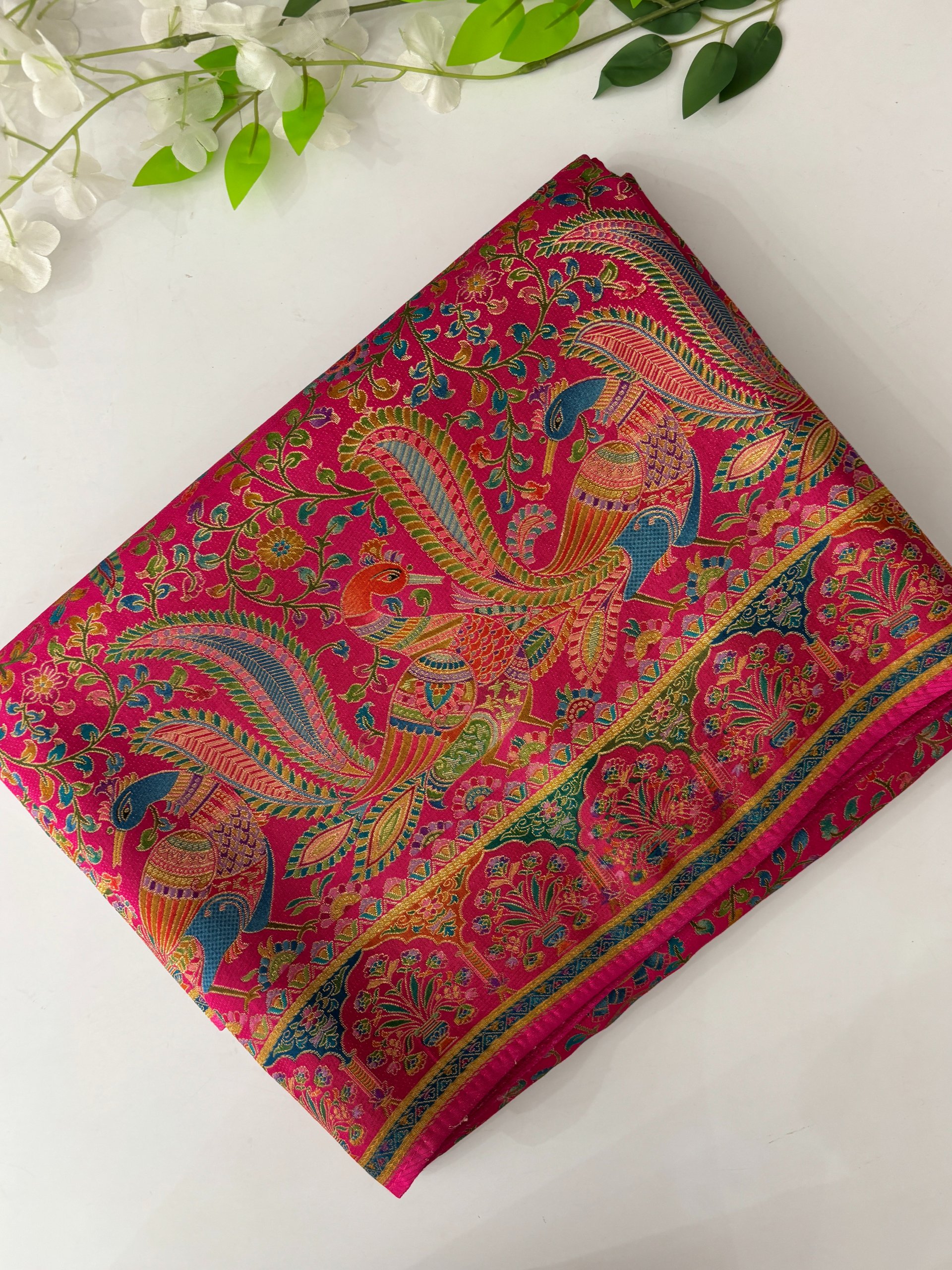 Pink Semi Pashmina Style Silk Sarees